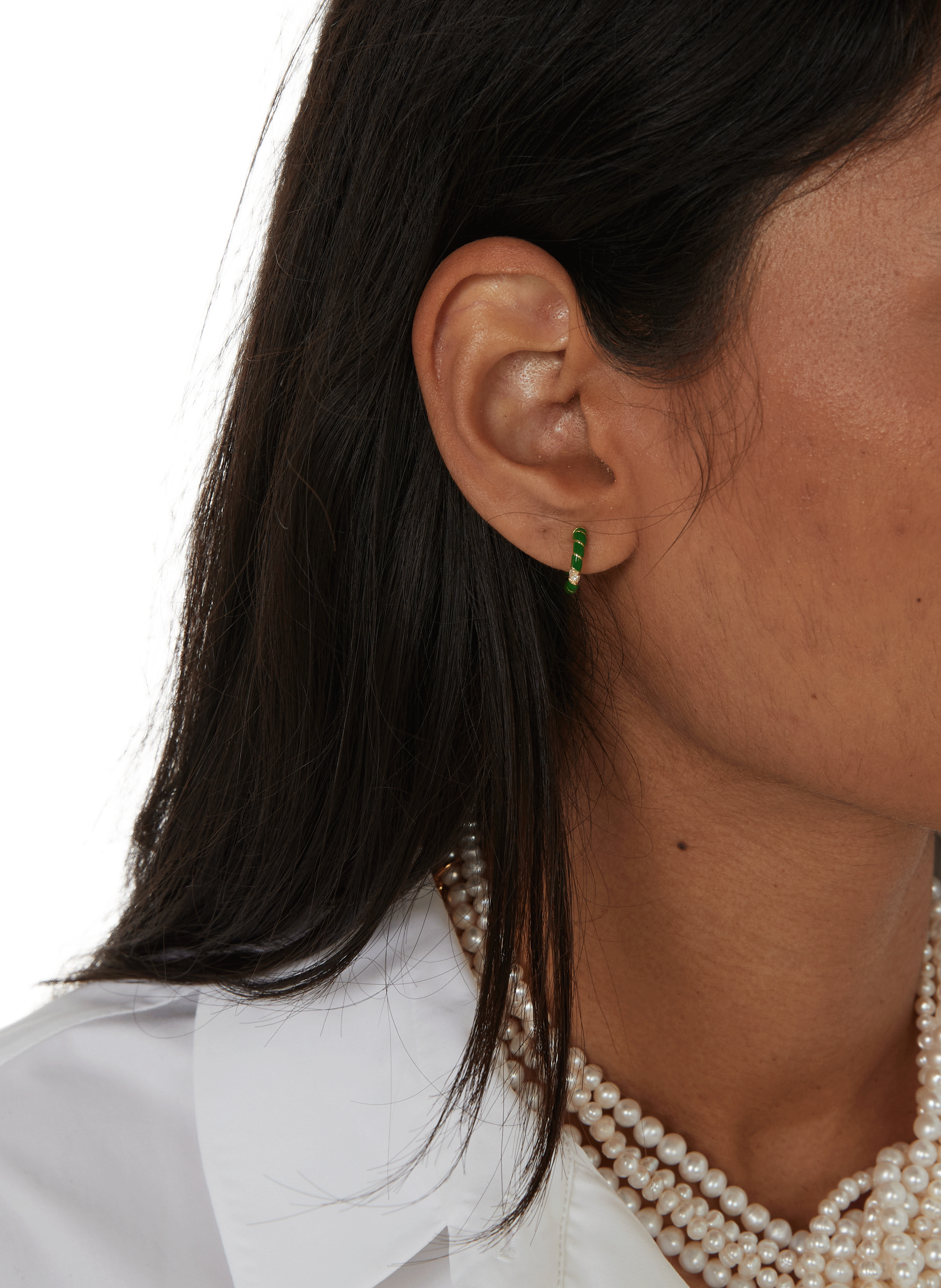 Gold and enamel earrings YVONNE LÉON Green