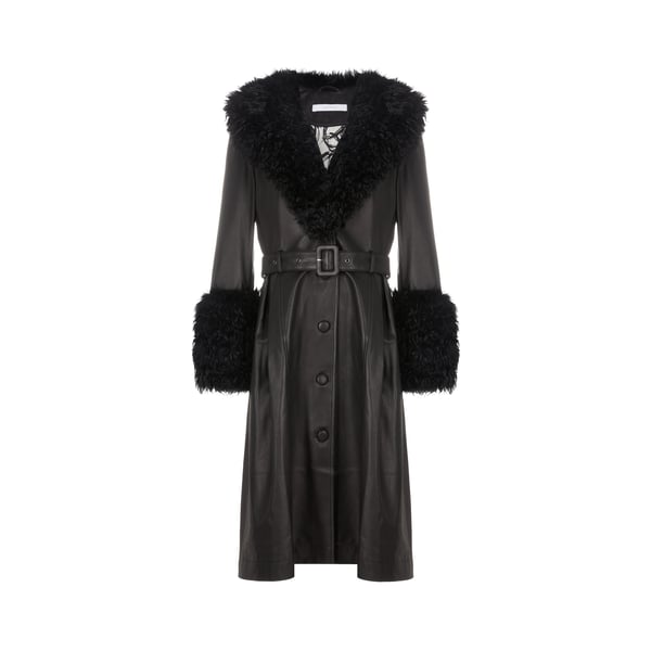 Trench en cuir avec fourrure