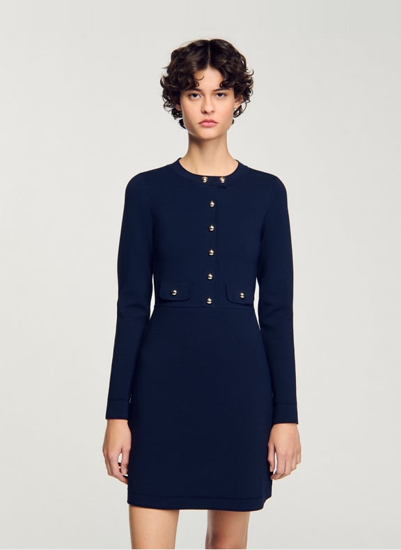 Robe droite col rond Bleu by SANDRO SANDRO Robe droite col rond Bleu