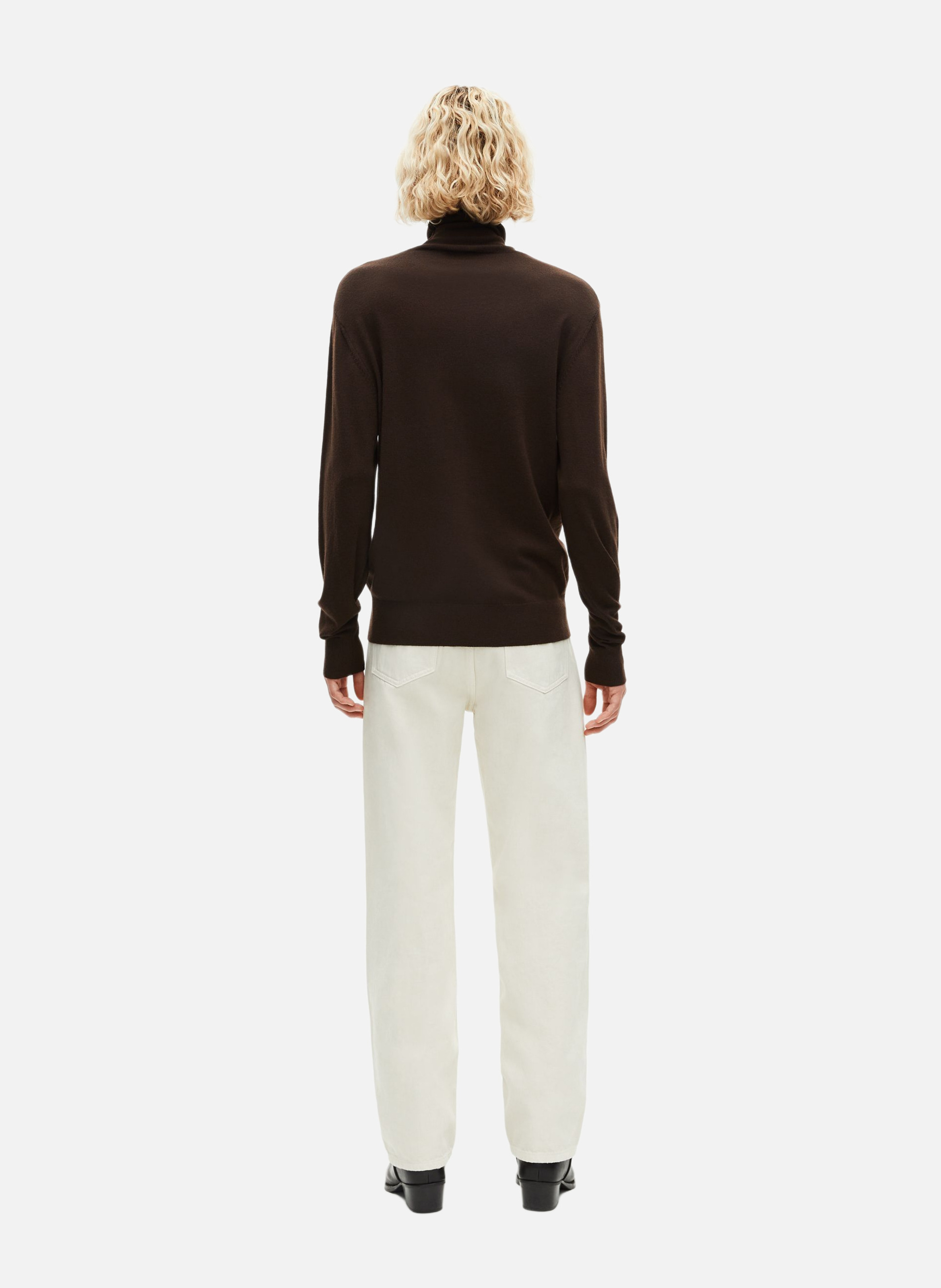 Pull col roulé en laine mérinos THE KOOPLES Marron