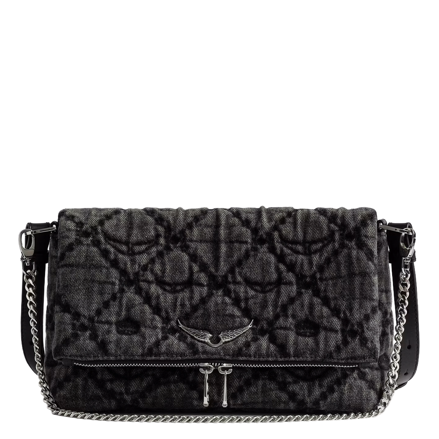 Sac bandoulière en denim rocky ii ZADIG&VOLTAIRE Gris