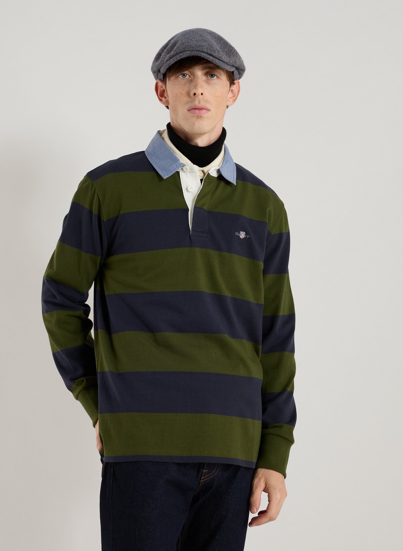 GANT Long-sleeved cotton polo shirt Green