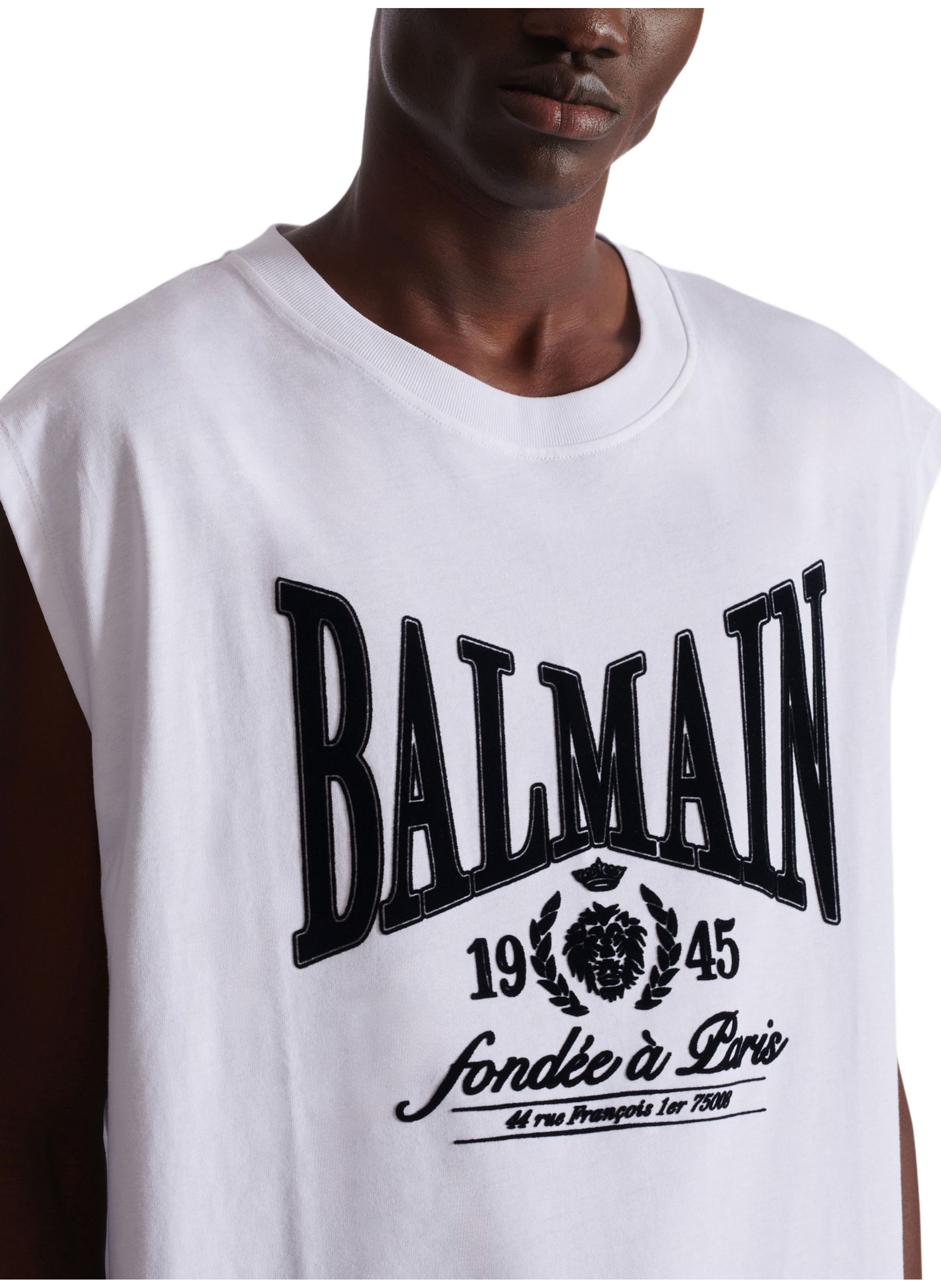 Débardeur décontracté avec imprimé BALMAIN Blanc