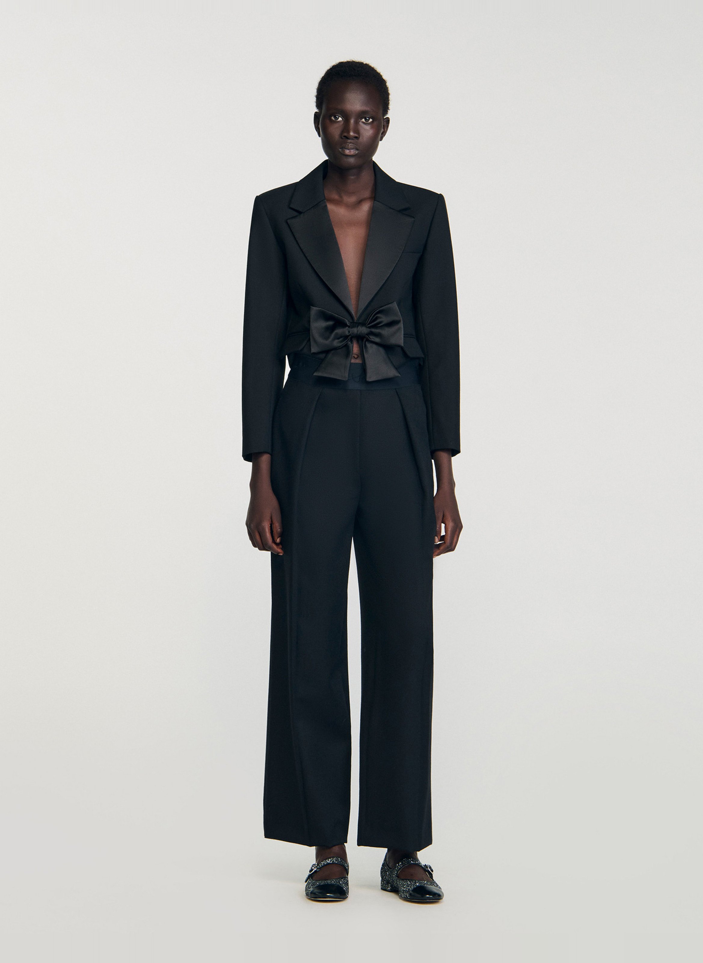 Pantalon large en laine SANDRO Noir