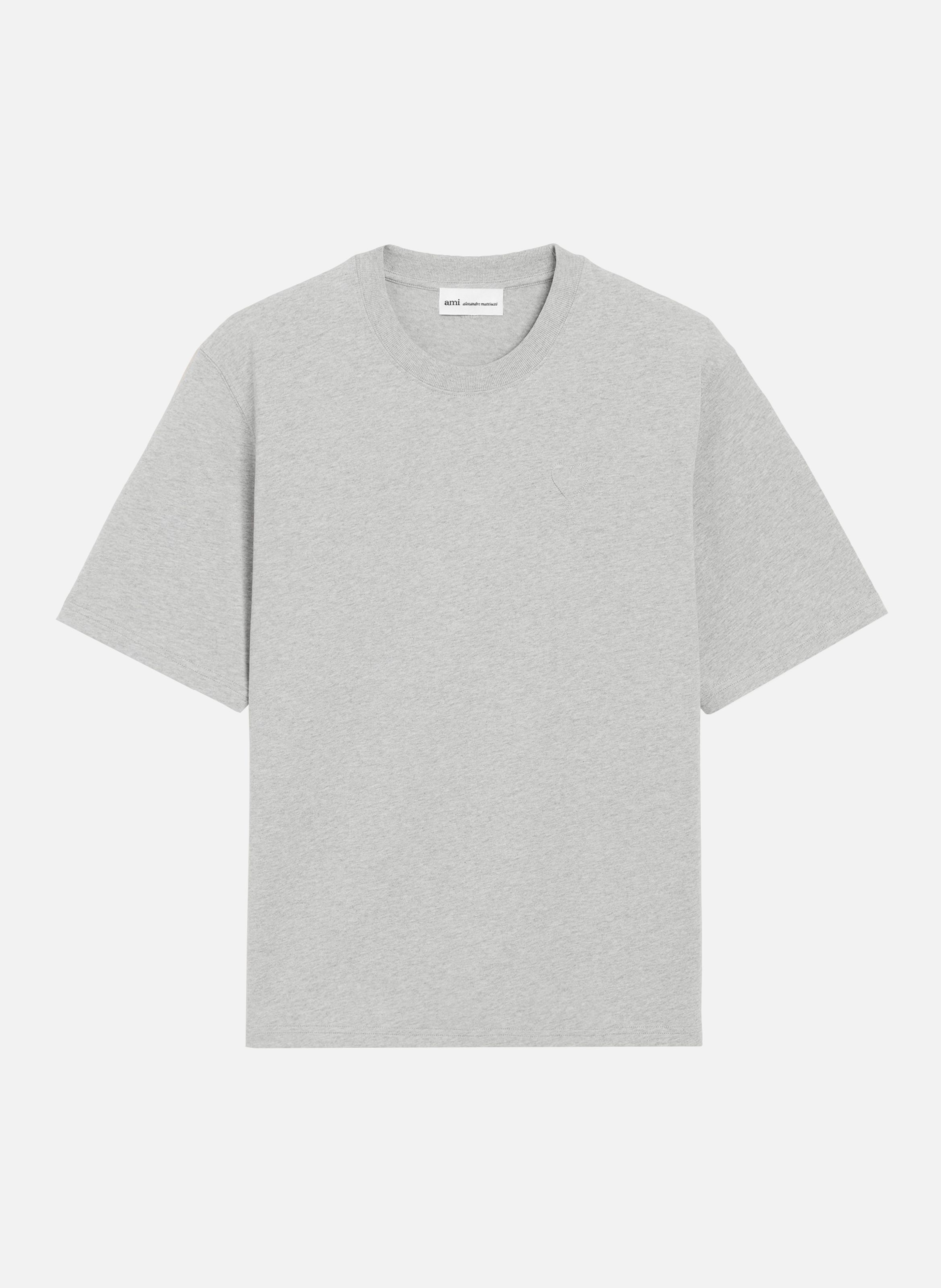 T-shirt unisexe en coton ami de coeur embossé AMI PARIS Gris