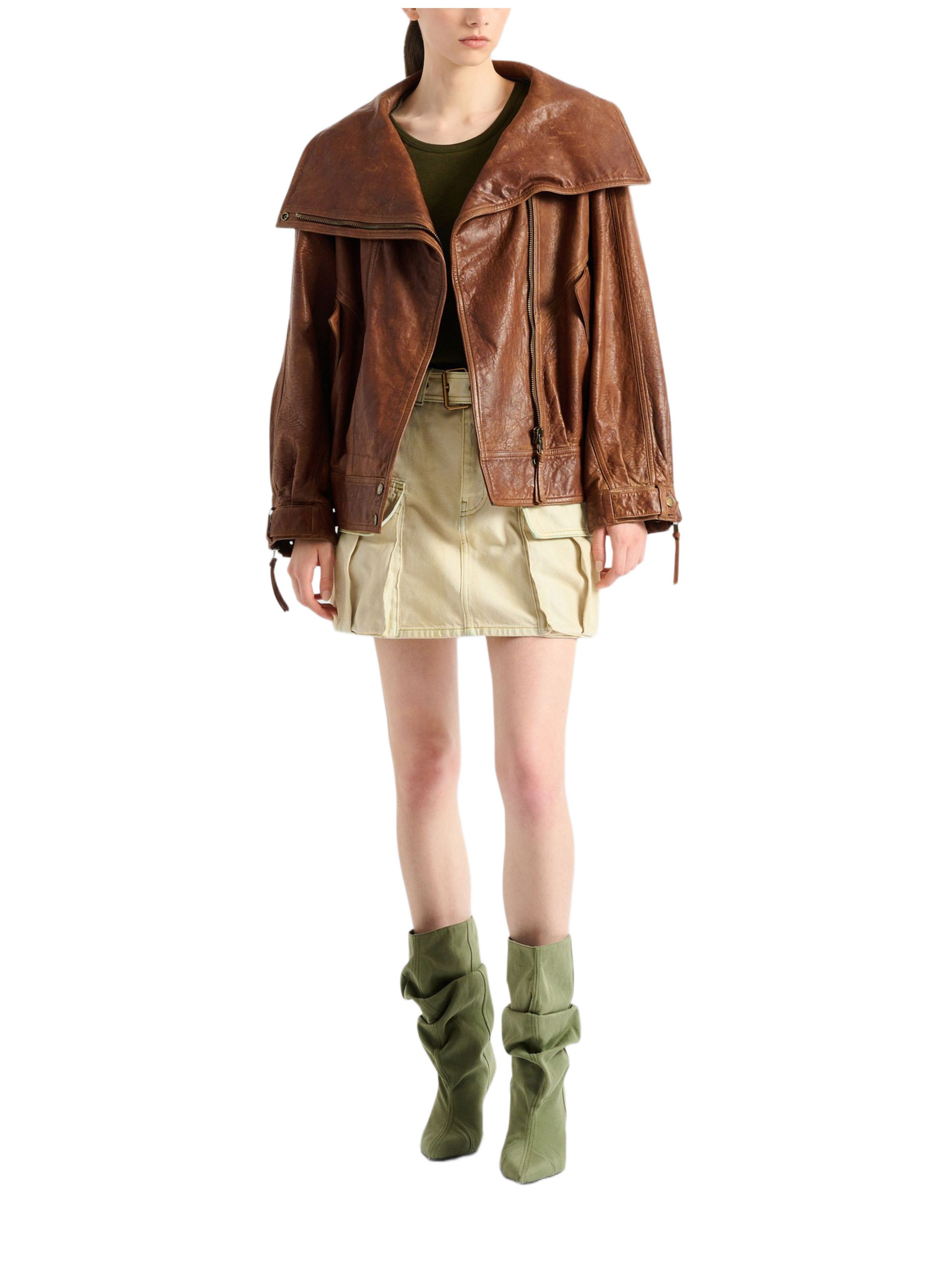 Jupe en denim délavé BALMAIN Beige