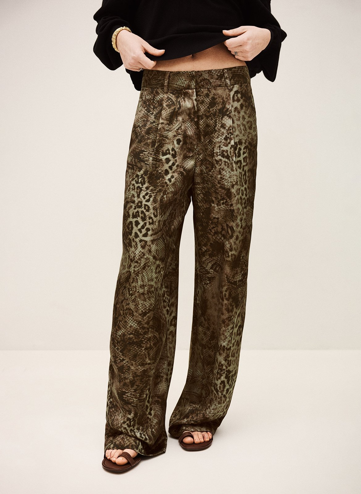 Pantalon large imprimé carrina BA&SH Kaki