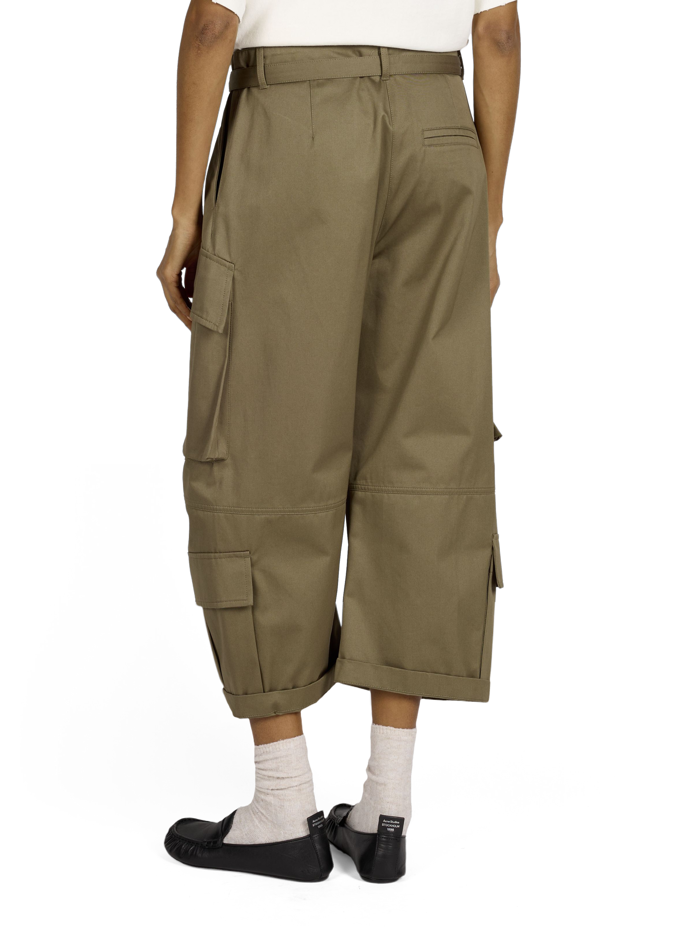 Pantalon cargo 7/8 en coton ACNE STUDIOS Kaki