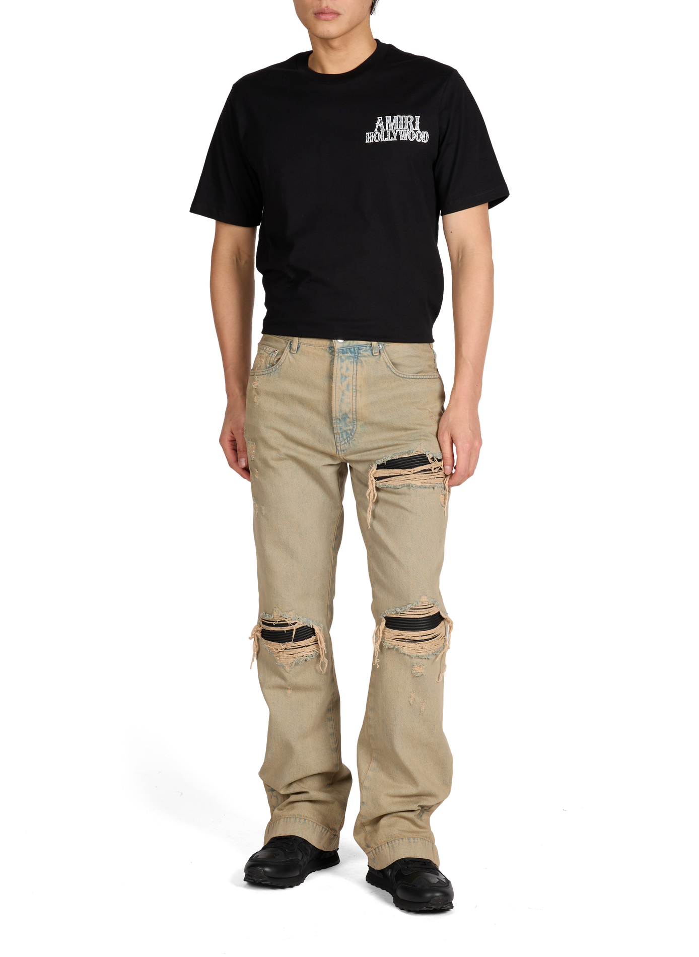 Jean déchiré en coton AMIRI Bleu