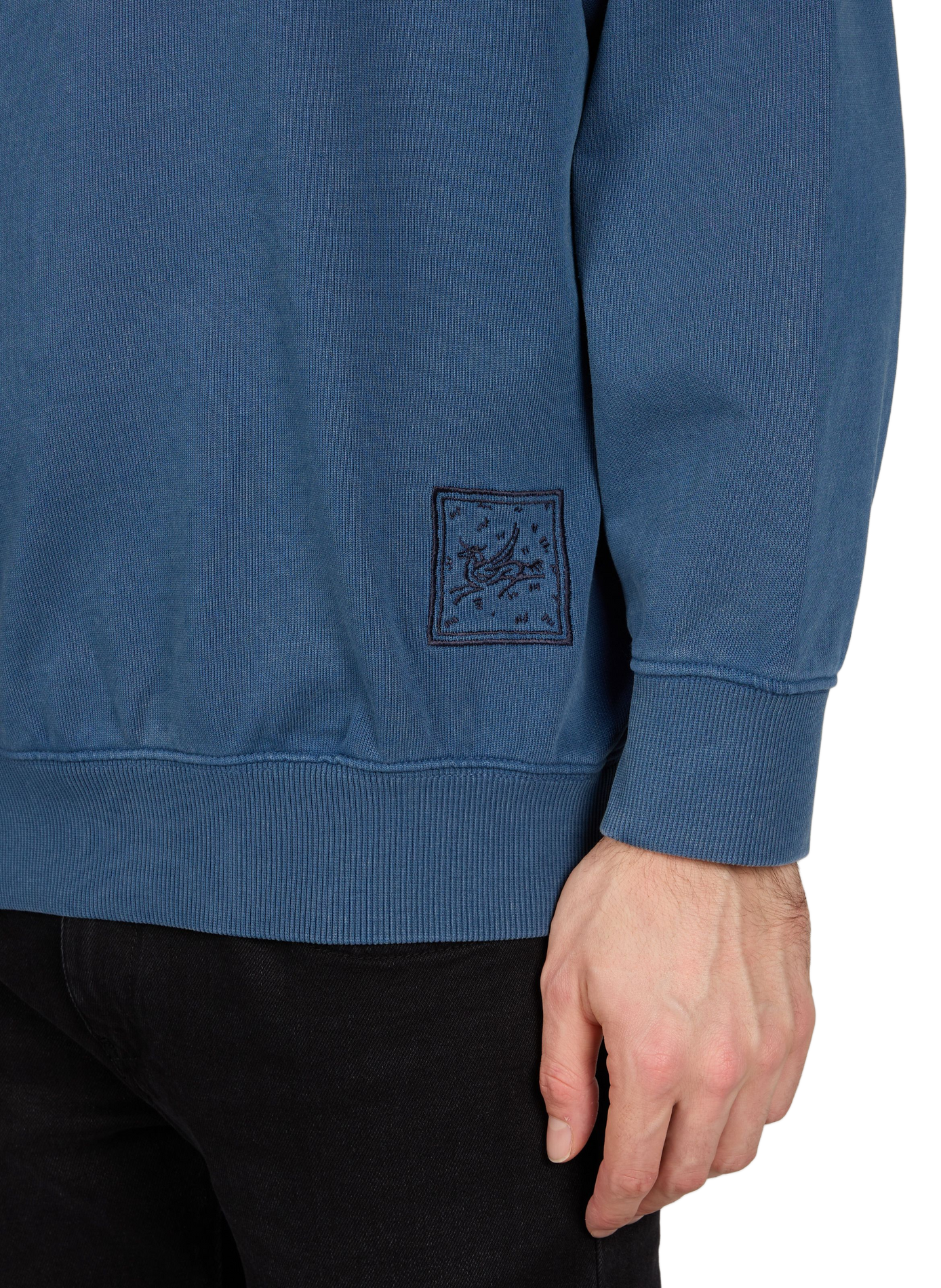 Oversized printed sweater with mixed cotton back TIMBERLAND Blue