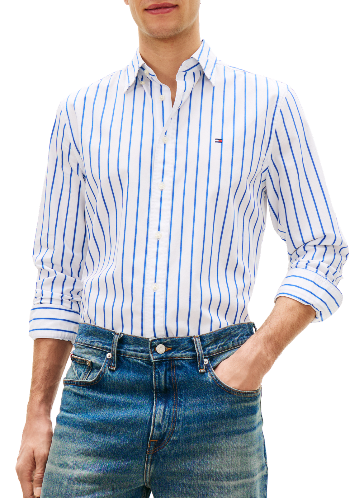 Straight Striped Cotton Shirt TOMMY HILFIGER White