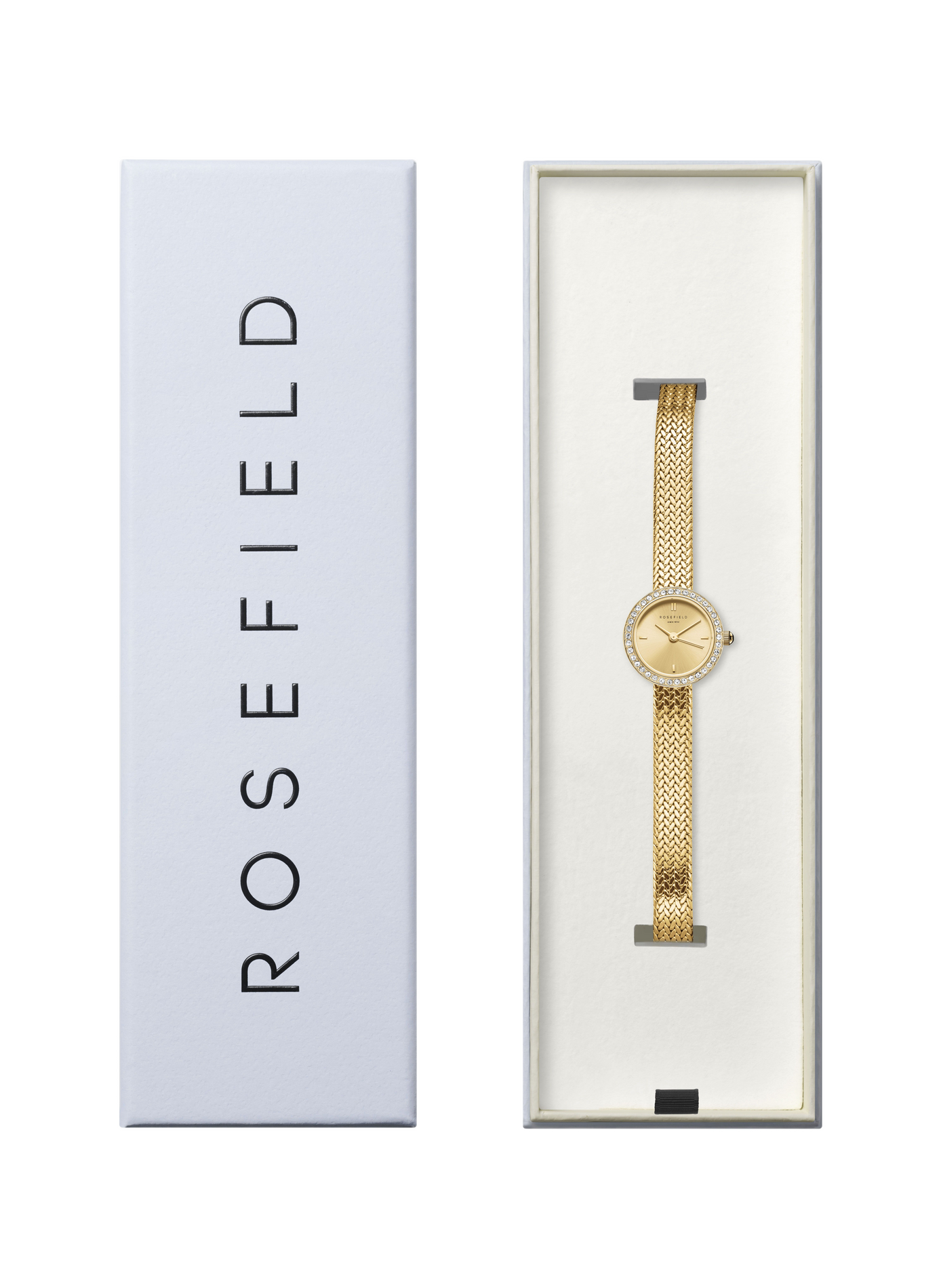 Montre analogiques à cristaux en acier inoxydable ROSEFIELD Doré