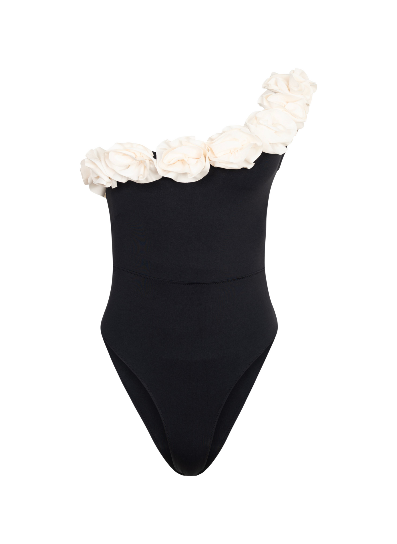 Maillot de bain une pièce Cosmos avec bretelle unique à fleurs MAIO PARIS Noir
