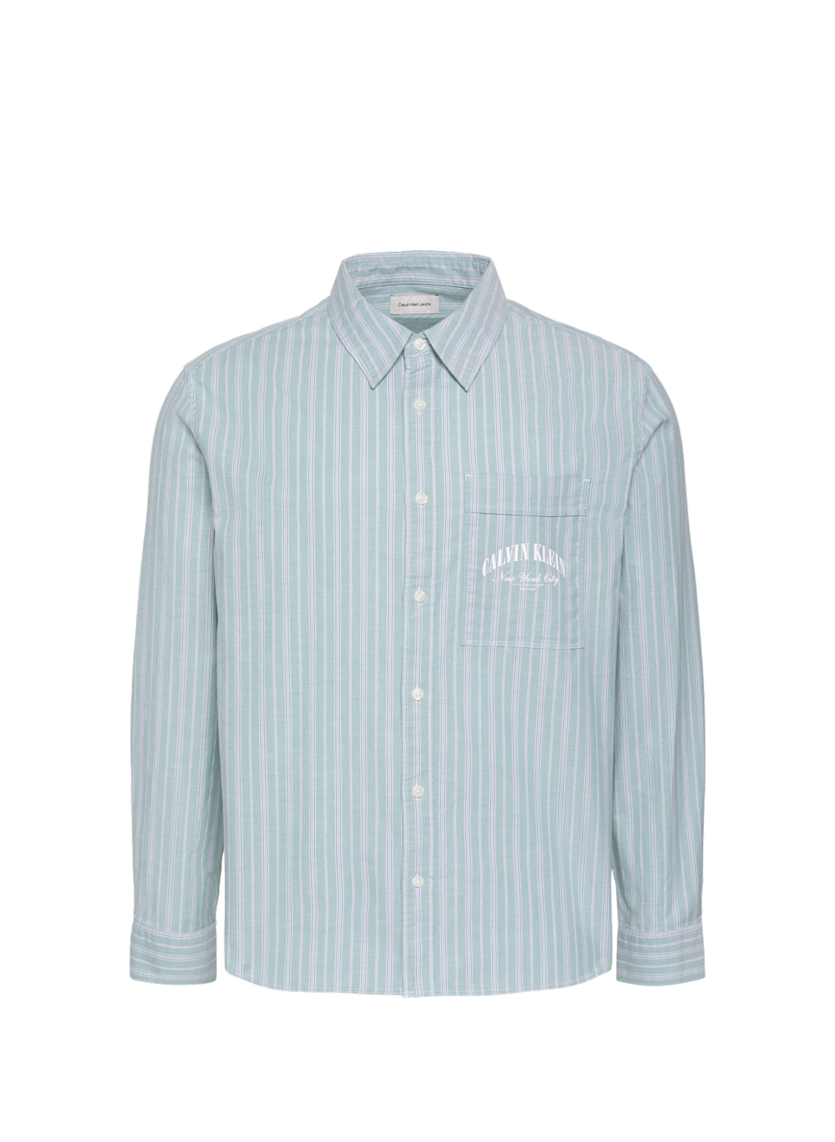 Chemise droite rayée en coton mélangé CALVIN KLEIN Vert