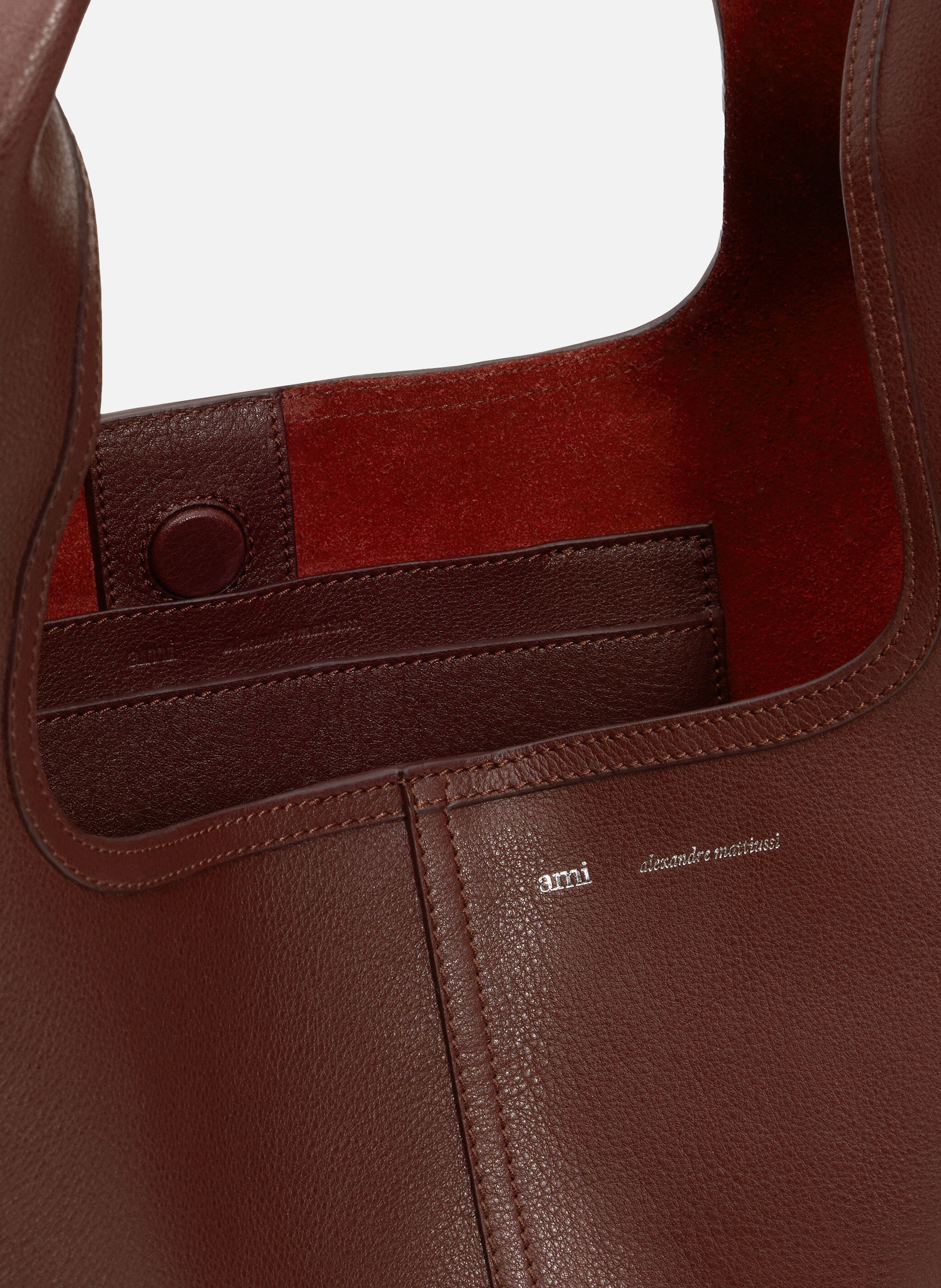 Sac porté epaule etienne en cuir souple unisexe AMI PARIS Rouge