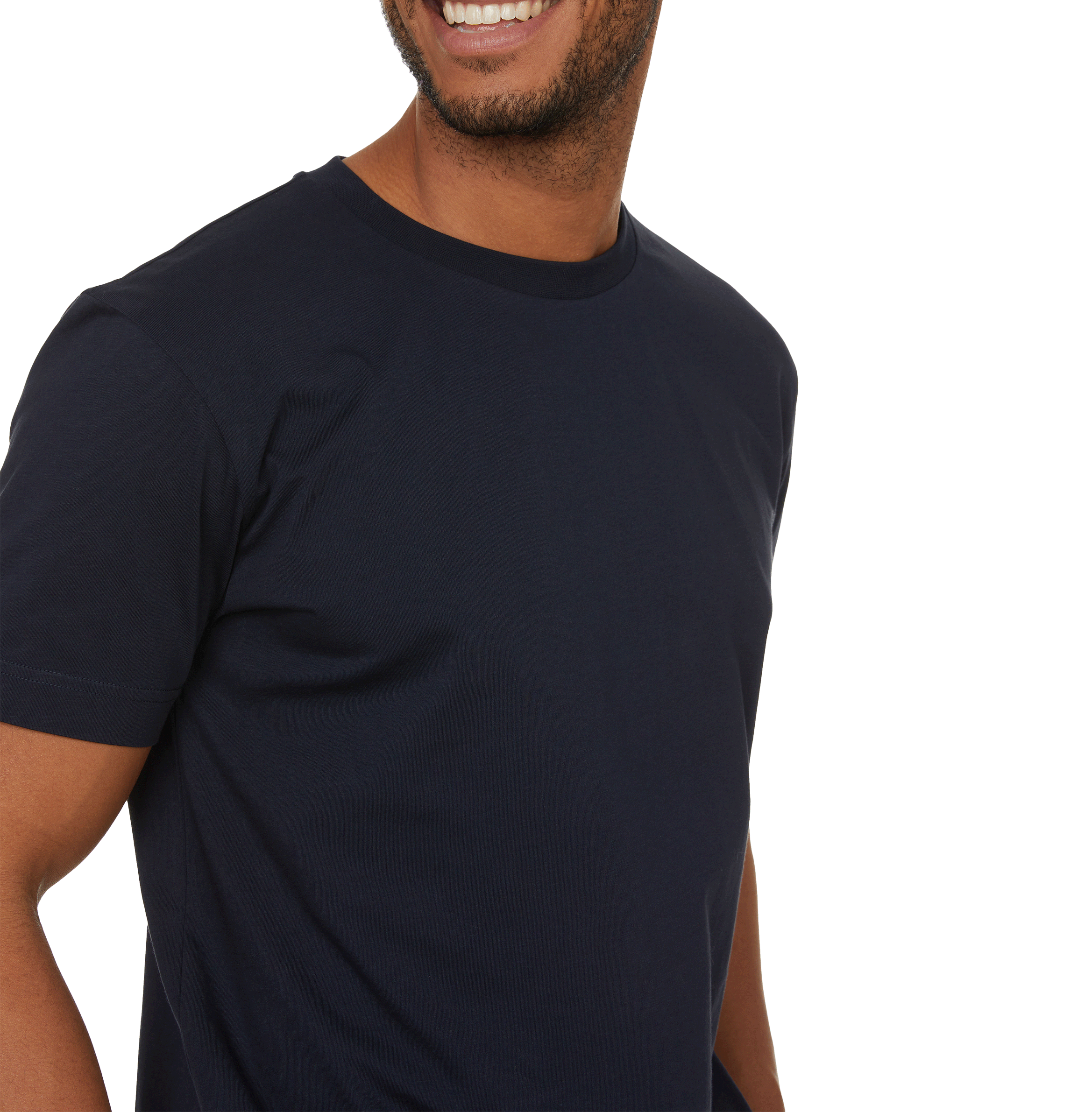 T-shirt col rond en coton organique Bleu