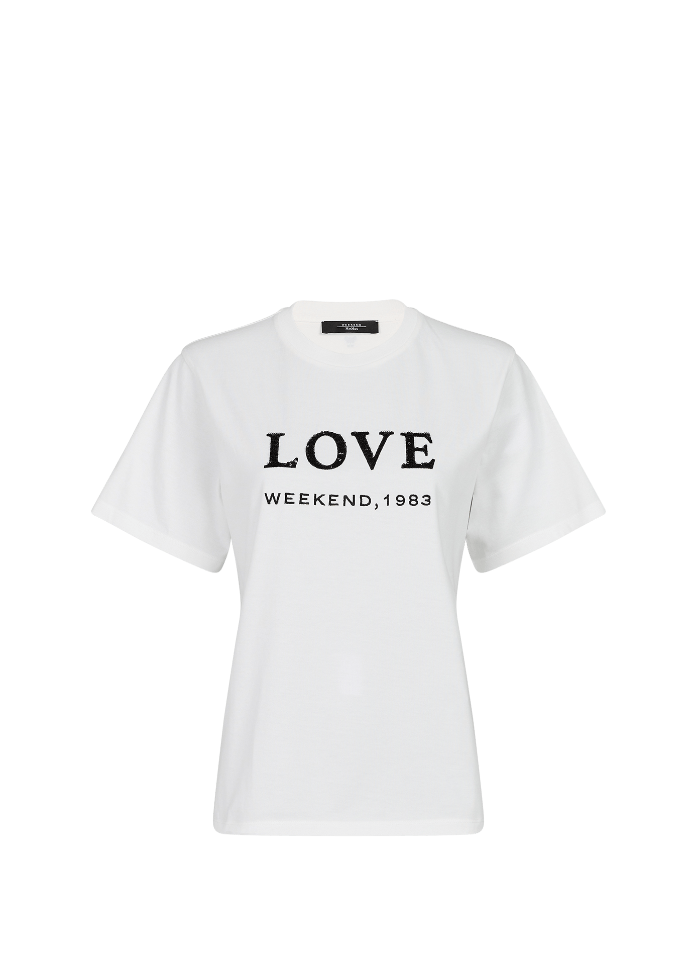 Straight-cut T-shirt with printed and embroidered details in cotton MAX MARA WEEK END White