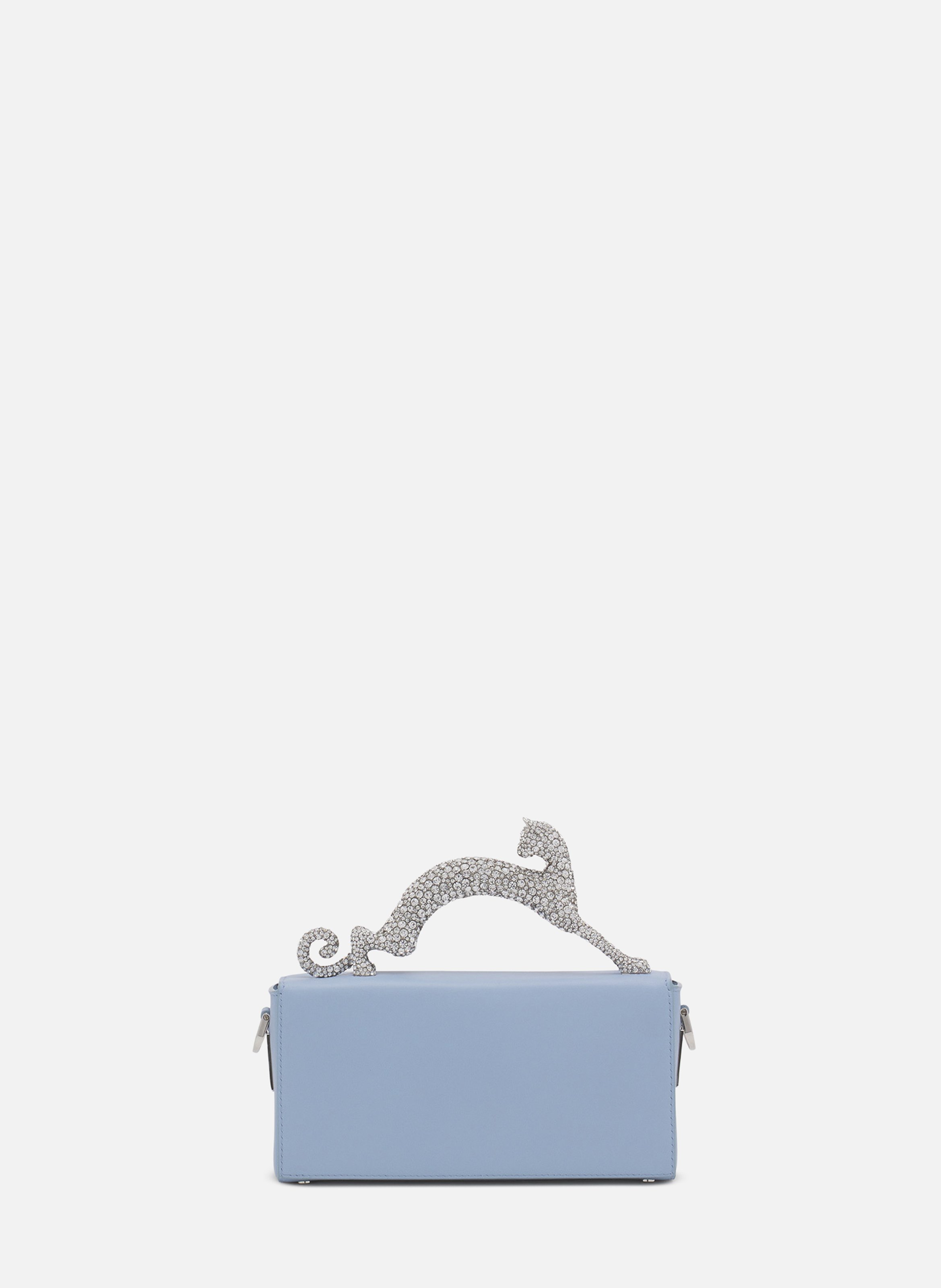Sac pencil cat nano en cuir et strass LANVIN Bleu