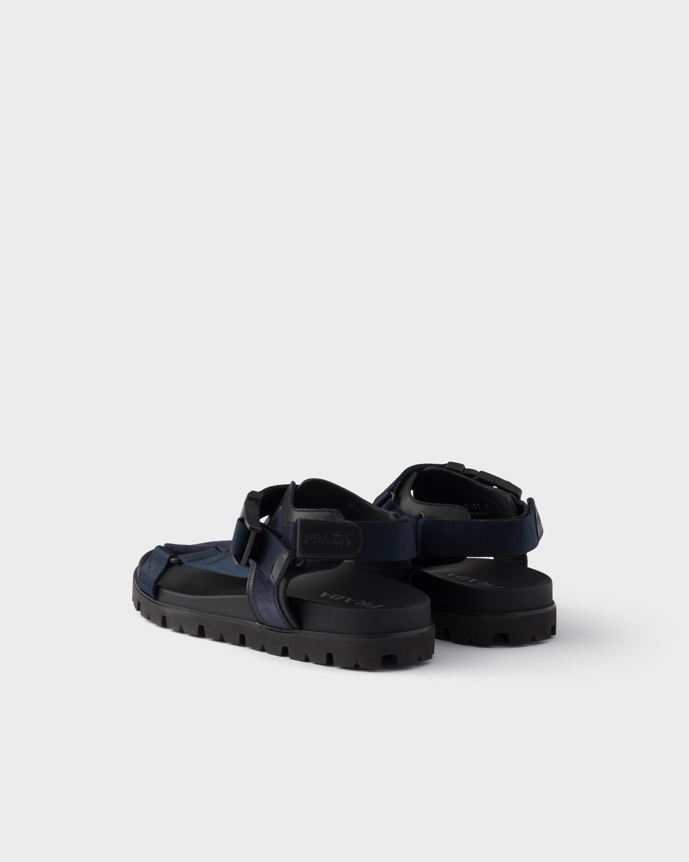 Sandale sportive en veau velours et toile PRADA Bleu
