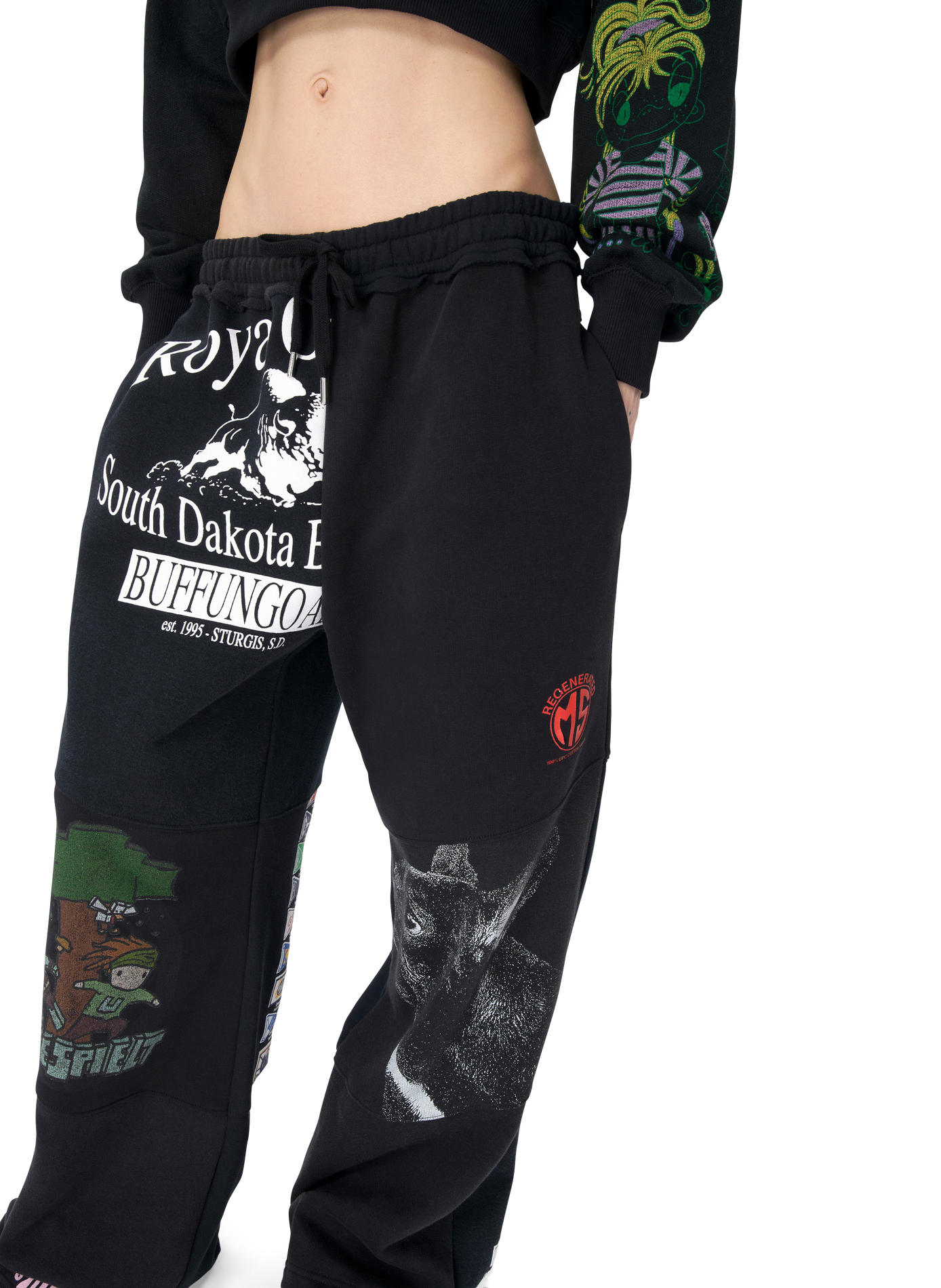 Upcycled graphic sweatshirts sweatpants unisex MARINE SERRE Black