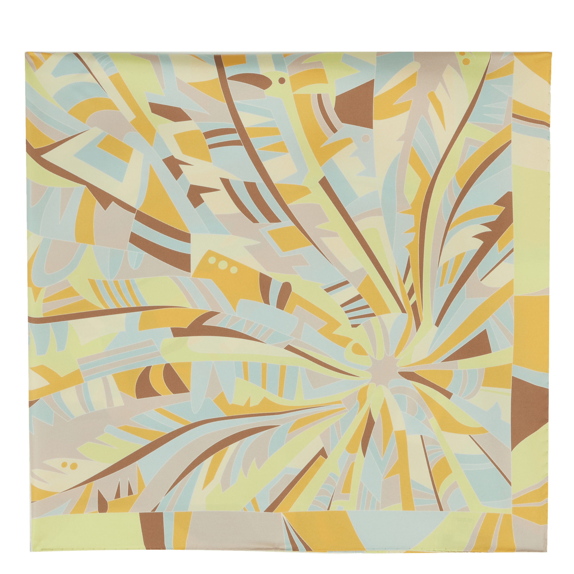 Carre motif arabesque en twill de soie imprimee LANCEL Jaune