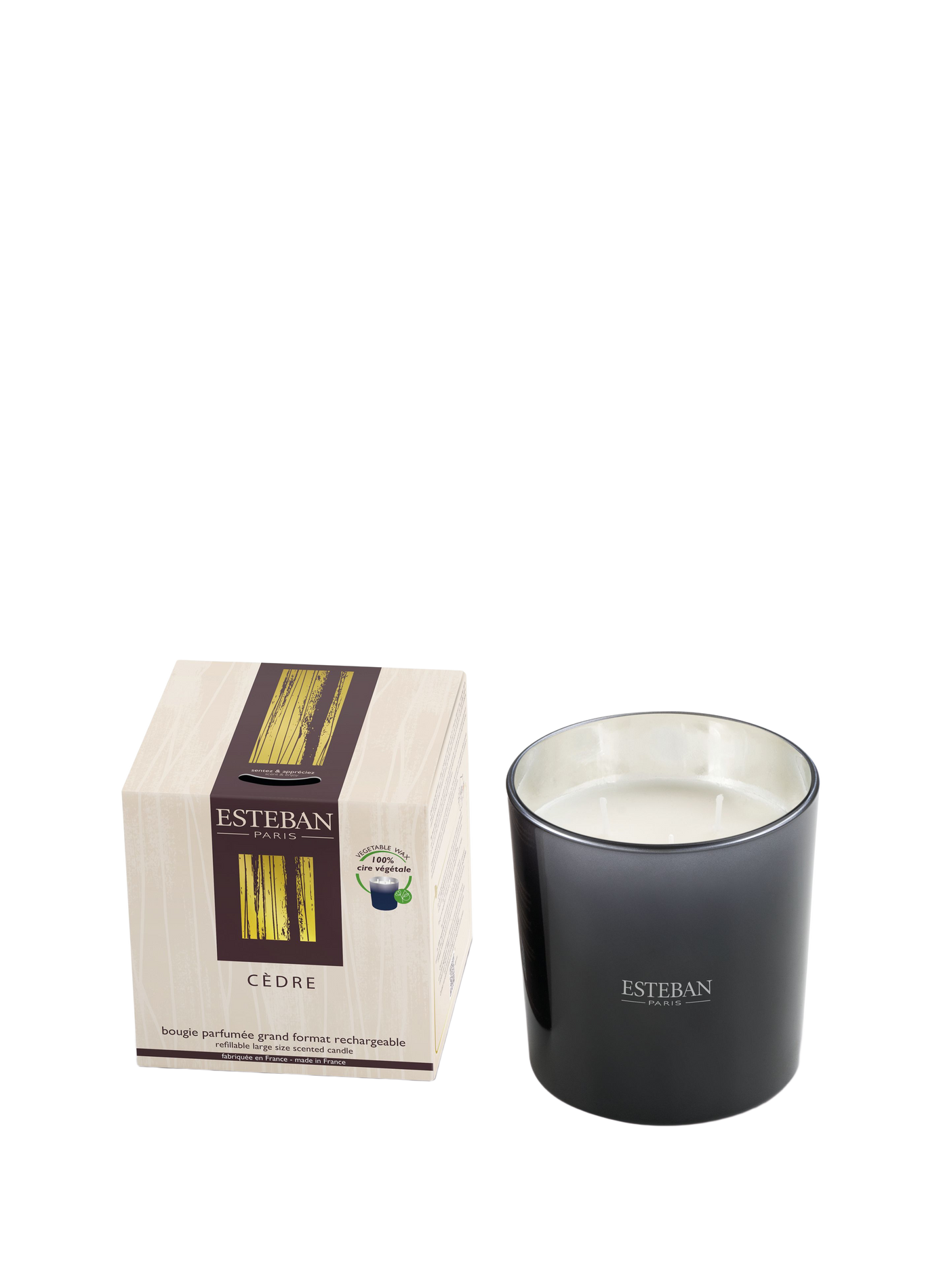 Bougie parfumée rechargeable Cèdre 450 g ESTEBAN Beige