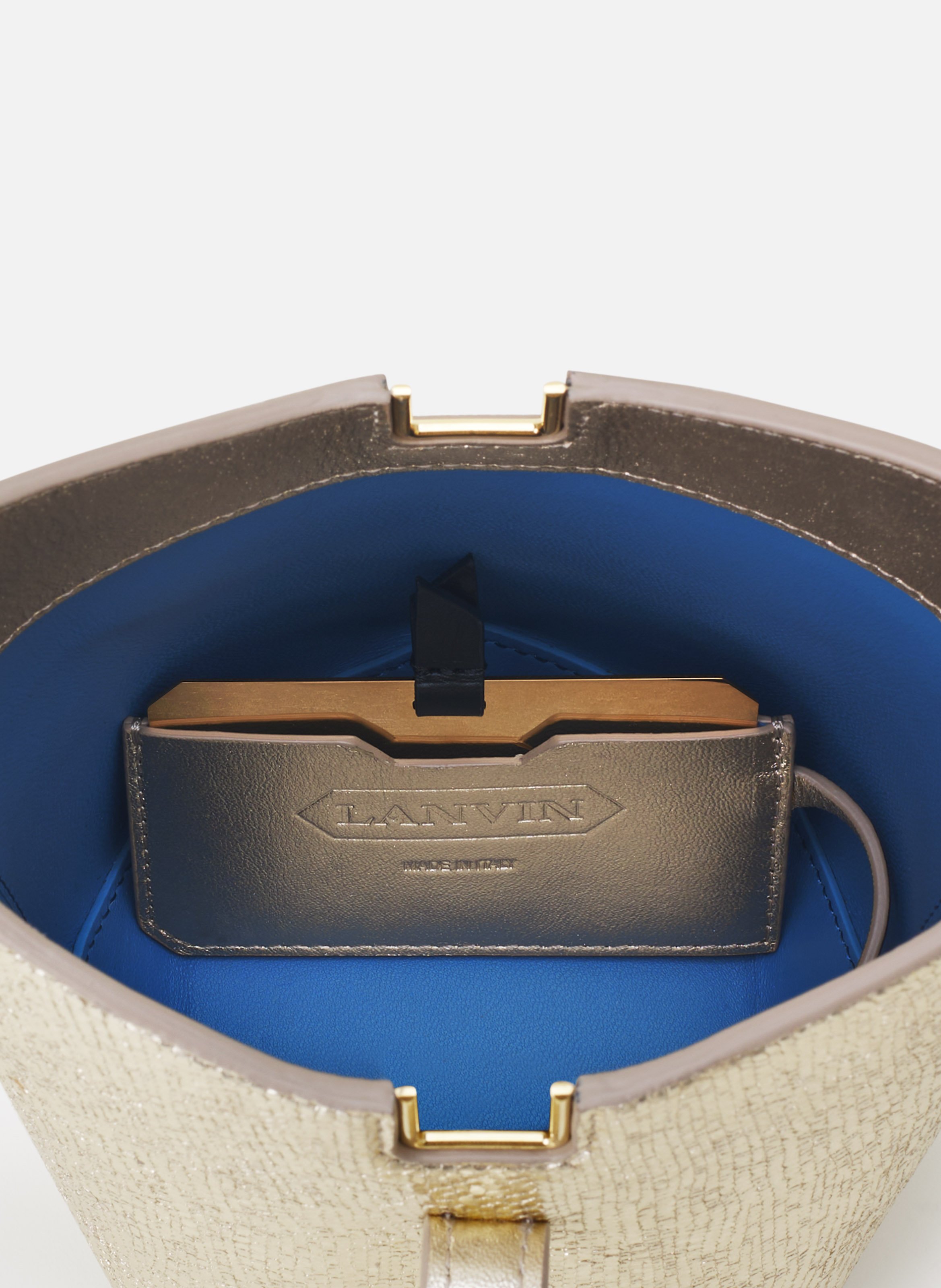 Sac seau nano catch by lanvin en cuir métallisé craquelé LANVIN Argent