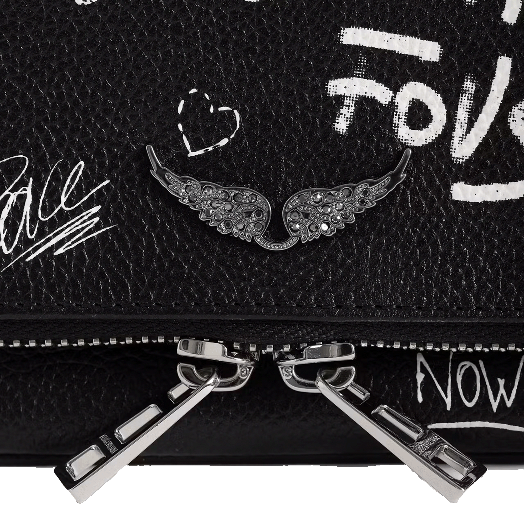 Sac bandoulière en cuir imprimé rock mini ZADIG&VOLTAIRE Noir