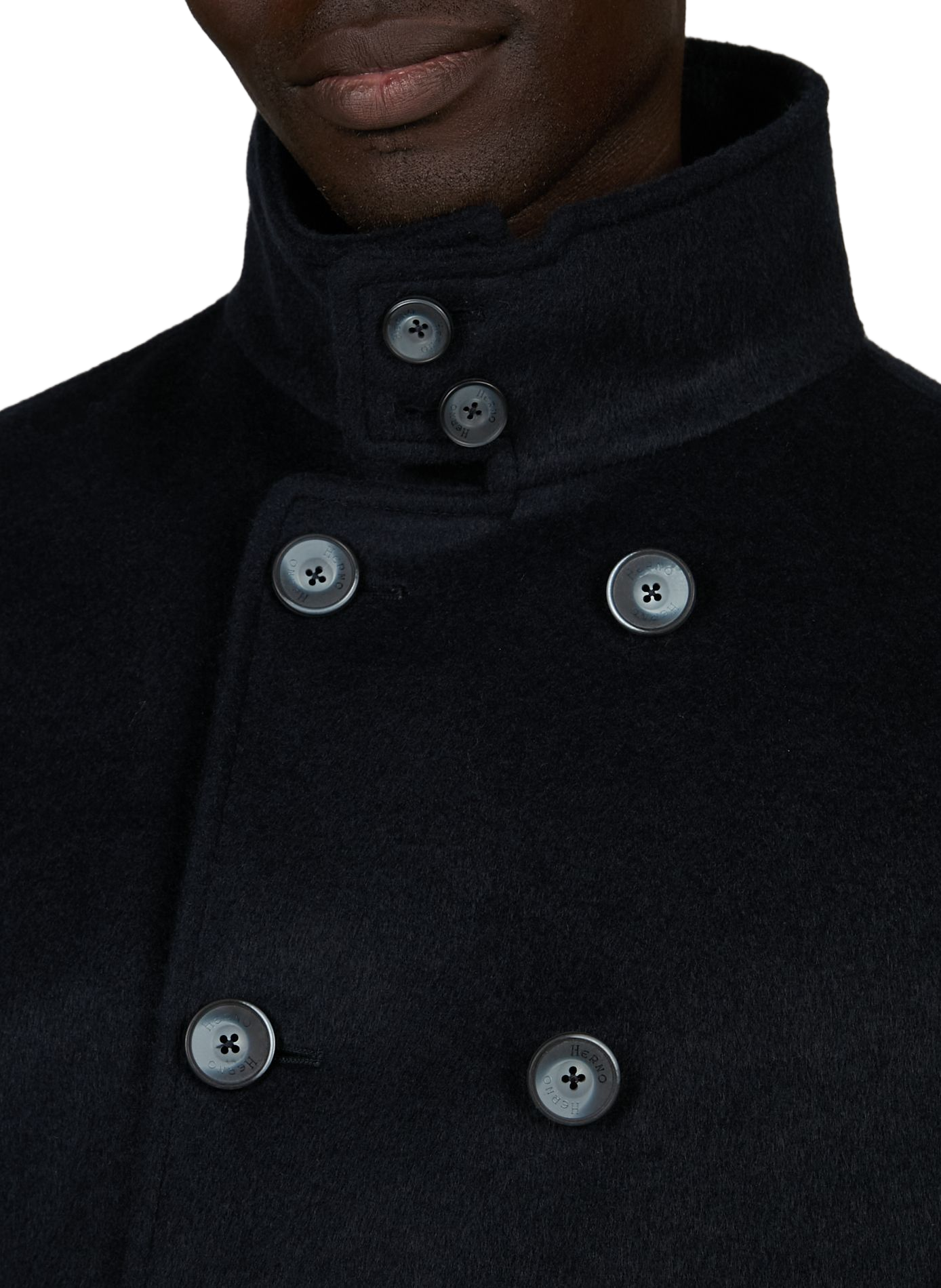 Textured coat with high collar HERNO Blue