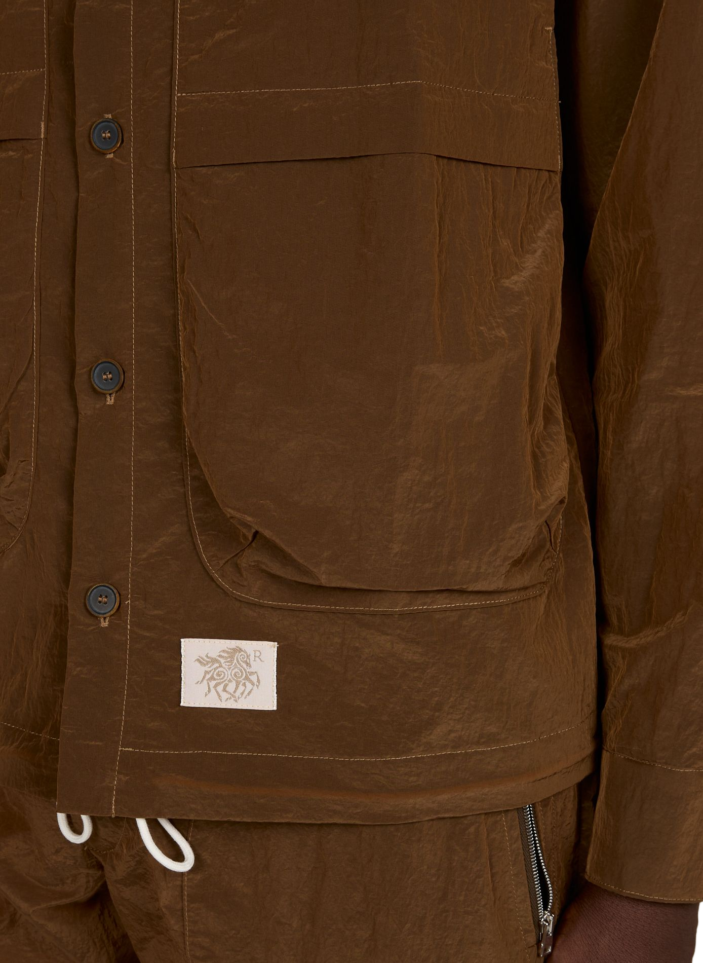 Veste texturée à col montant satinée RANRA Marron
