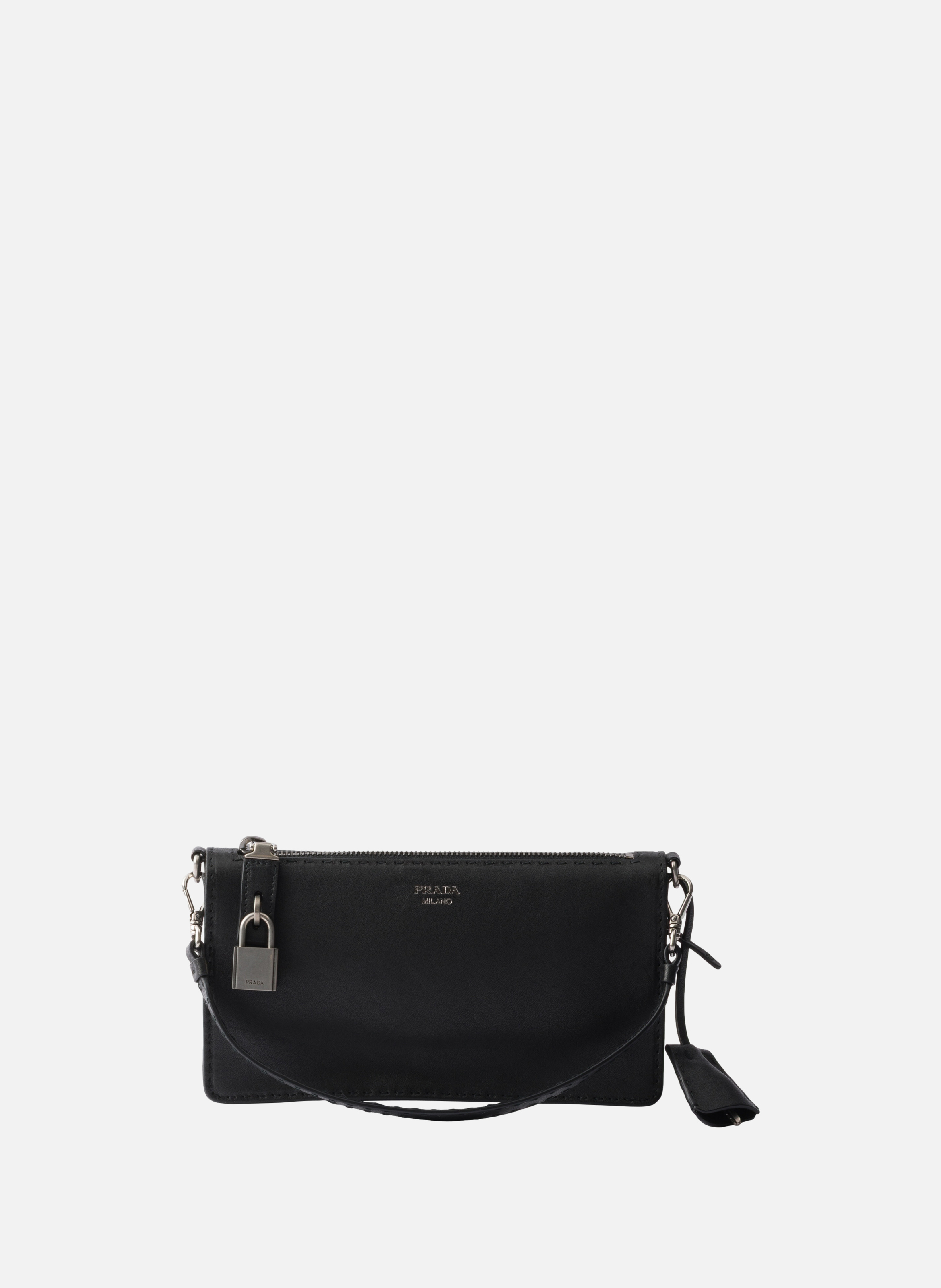 Pochette en cuir vieilli PRADA Noir