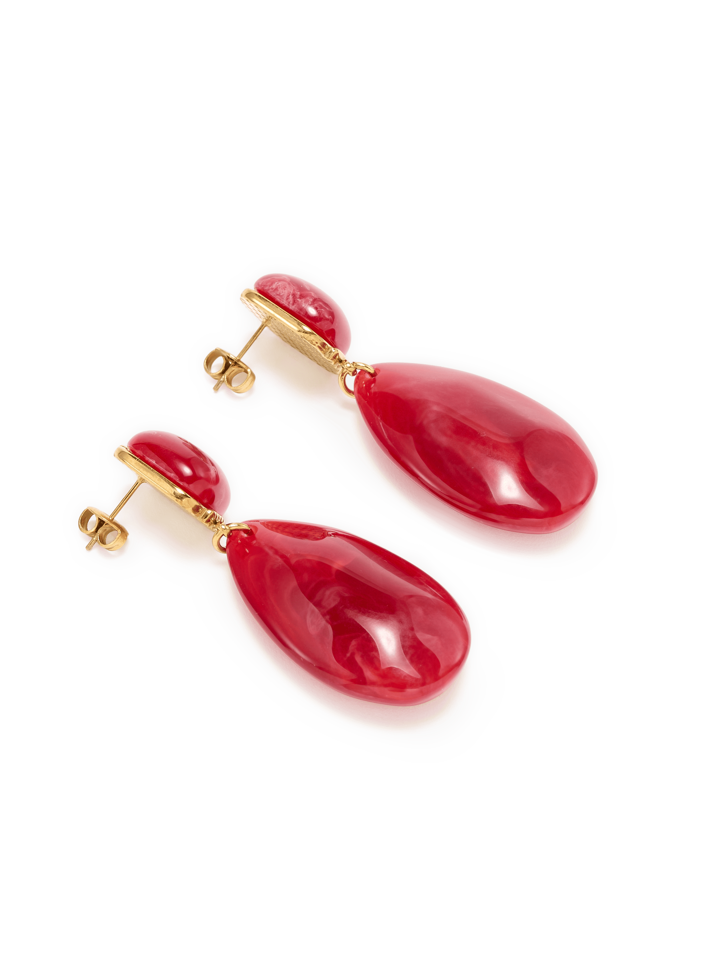 Boucles d'oreilles en résine AU PRINTEMPS PARIS Rouge