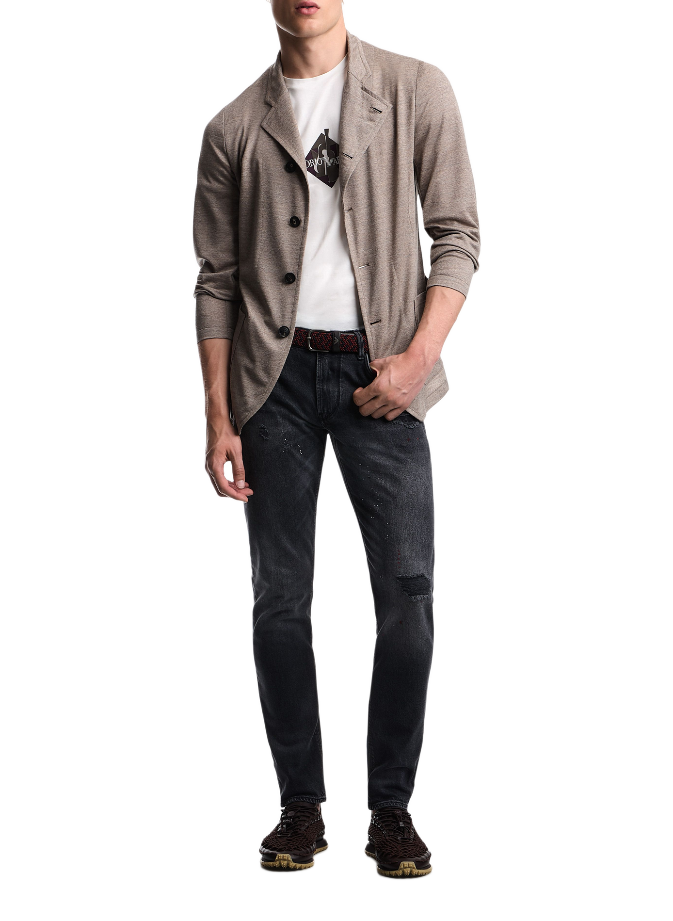 Gerader Wollmantel mit Knöpfen EMPORIO ARMANI Beige