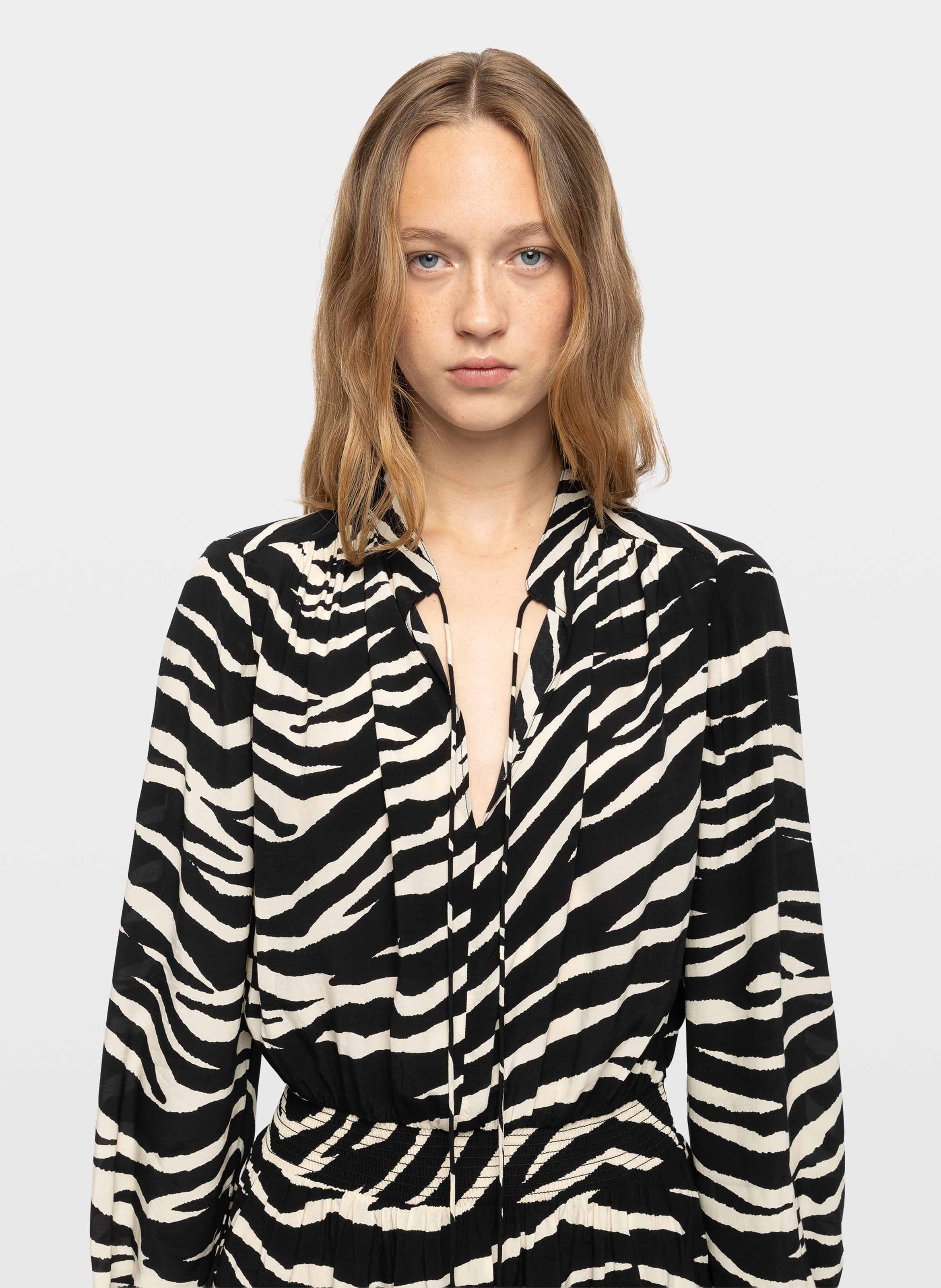 Robe courte cintrée rayados ZADIG&VOLTAIRE Noir