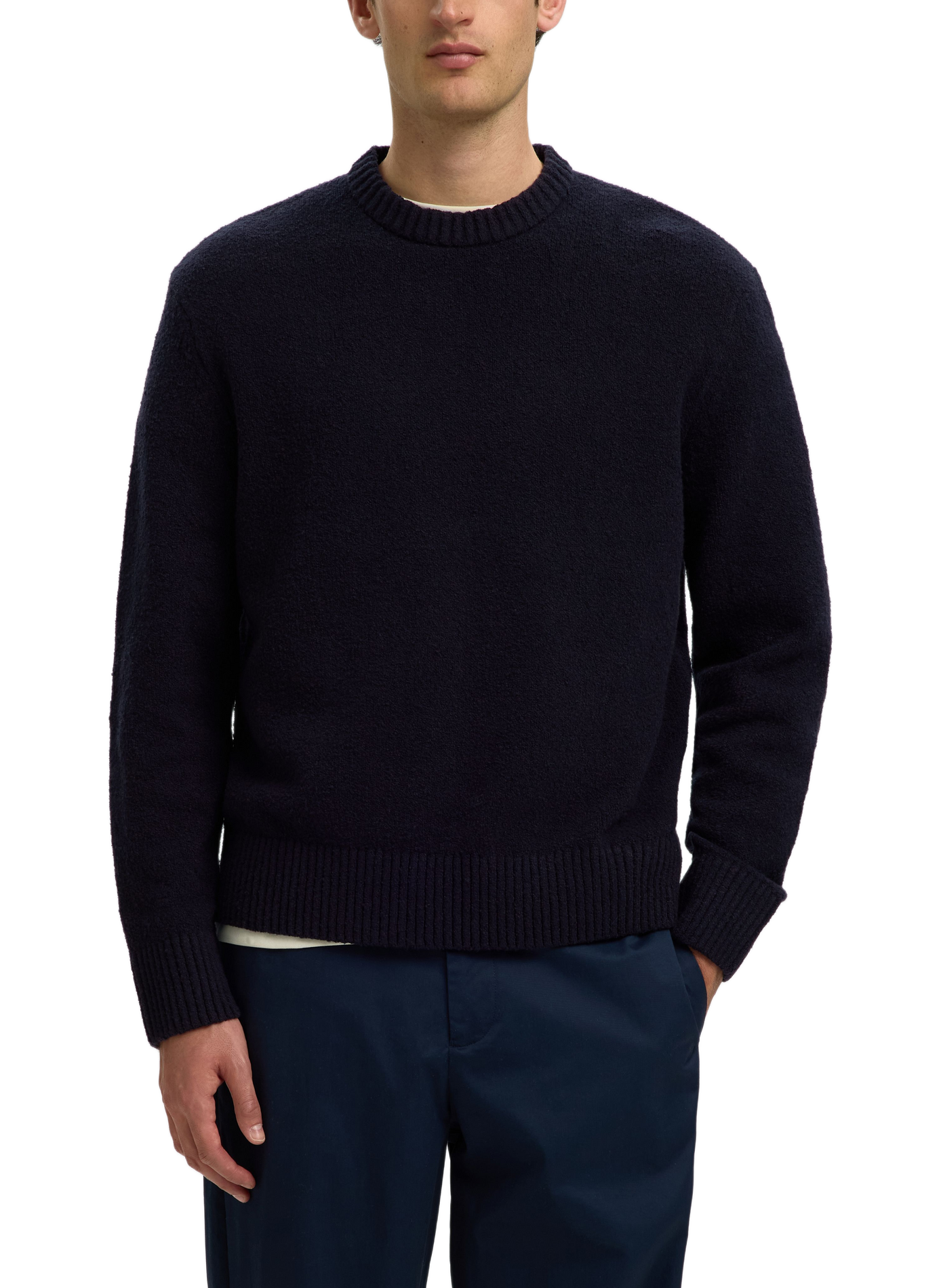 Rechte katoenmix trui met rechte pasvorm SELECTED Blauw