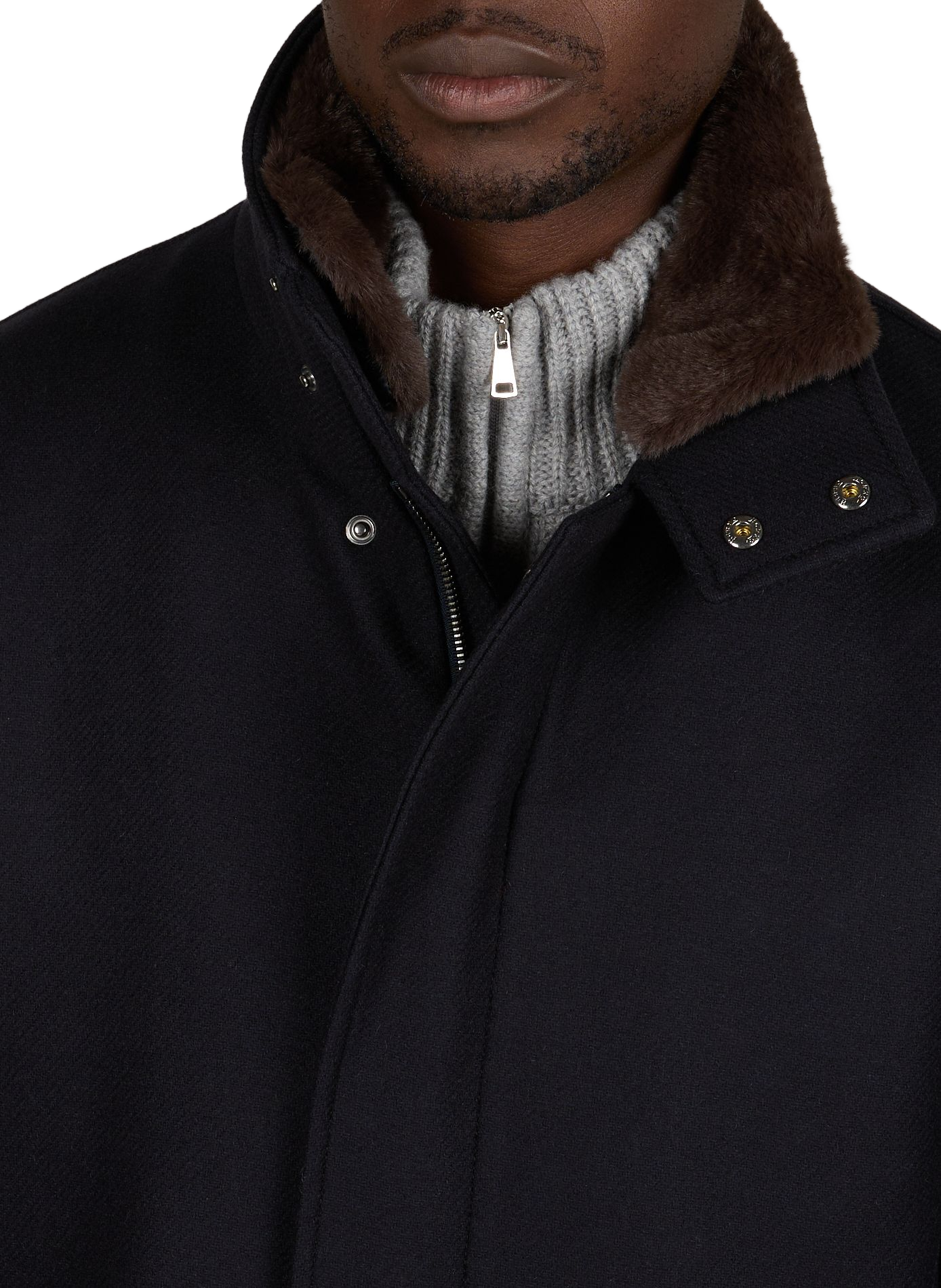 Straight wool blend high neck jacket HERNO Blue