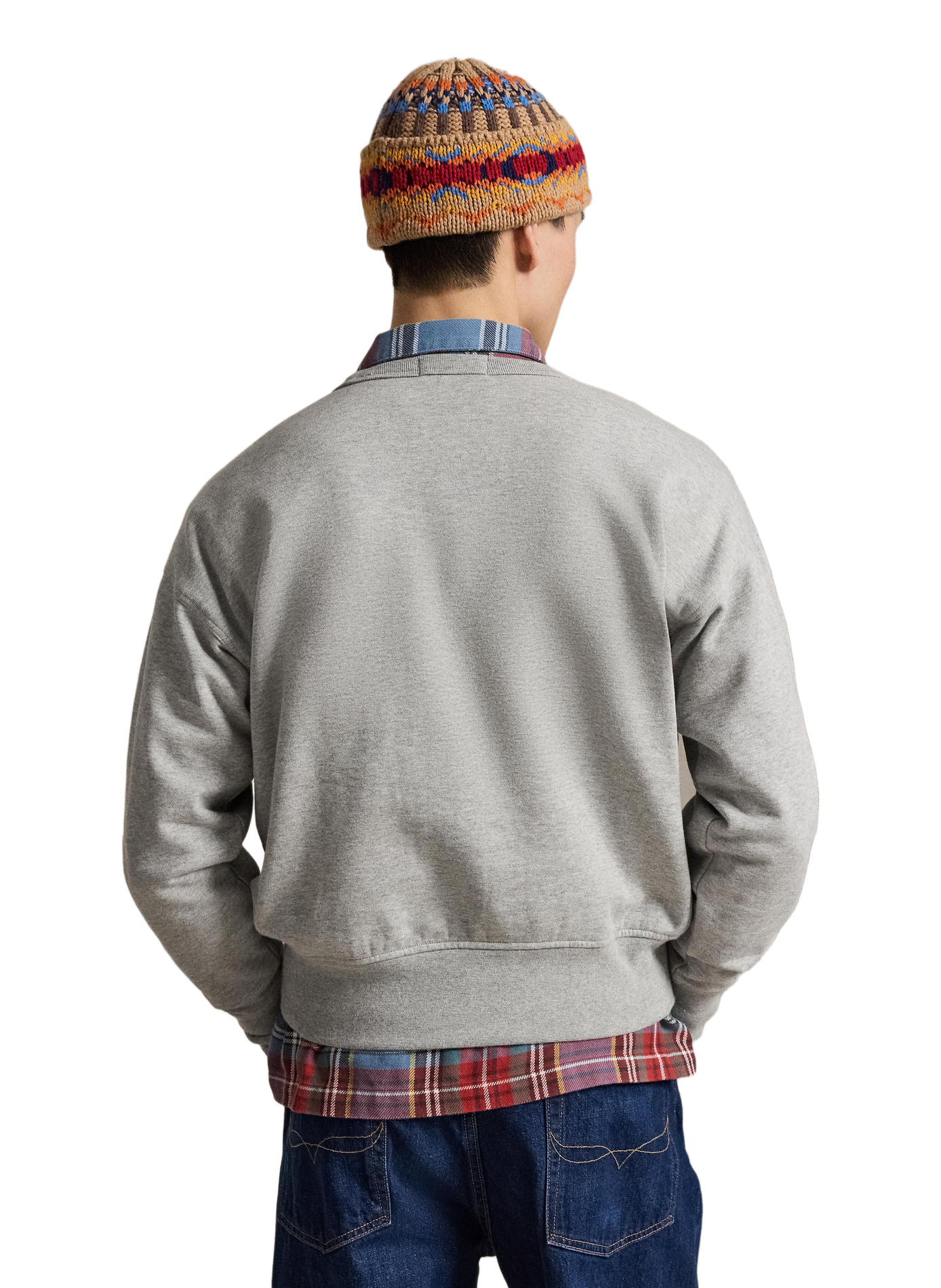 Sweat ample col rond imprimé en coton mélangé POLO RALPH LAUREN Gris