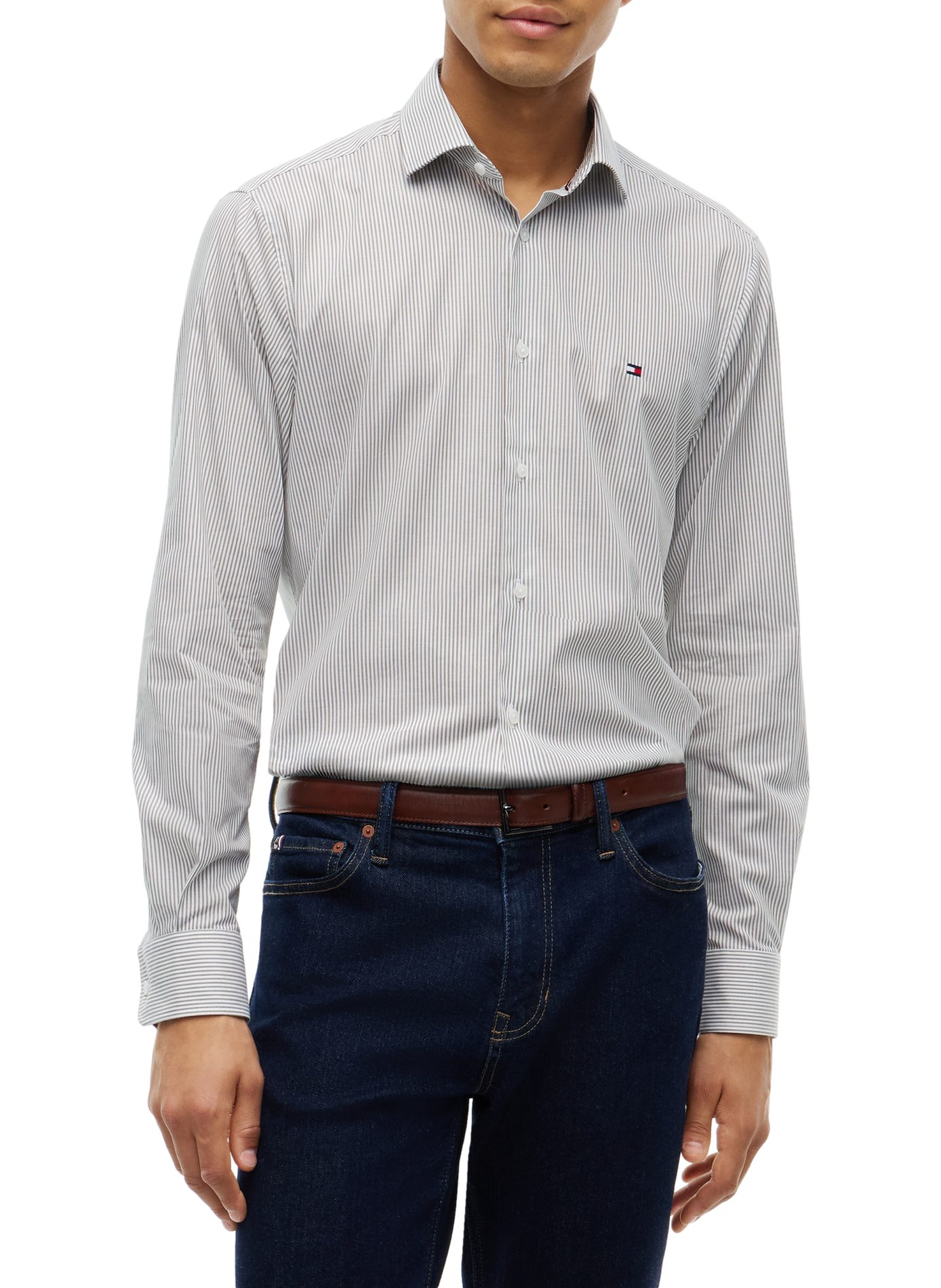 Gestreiftes Hemd aus Baumwolle TOMMY HILFIGER Grun