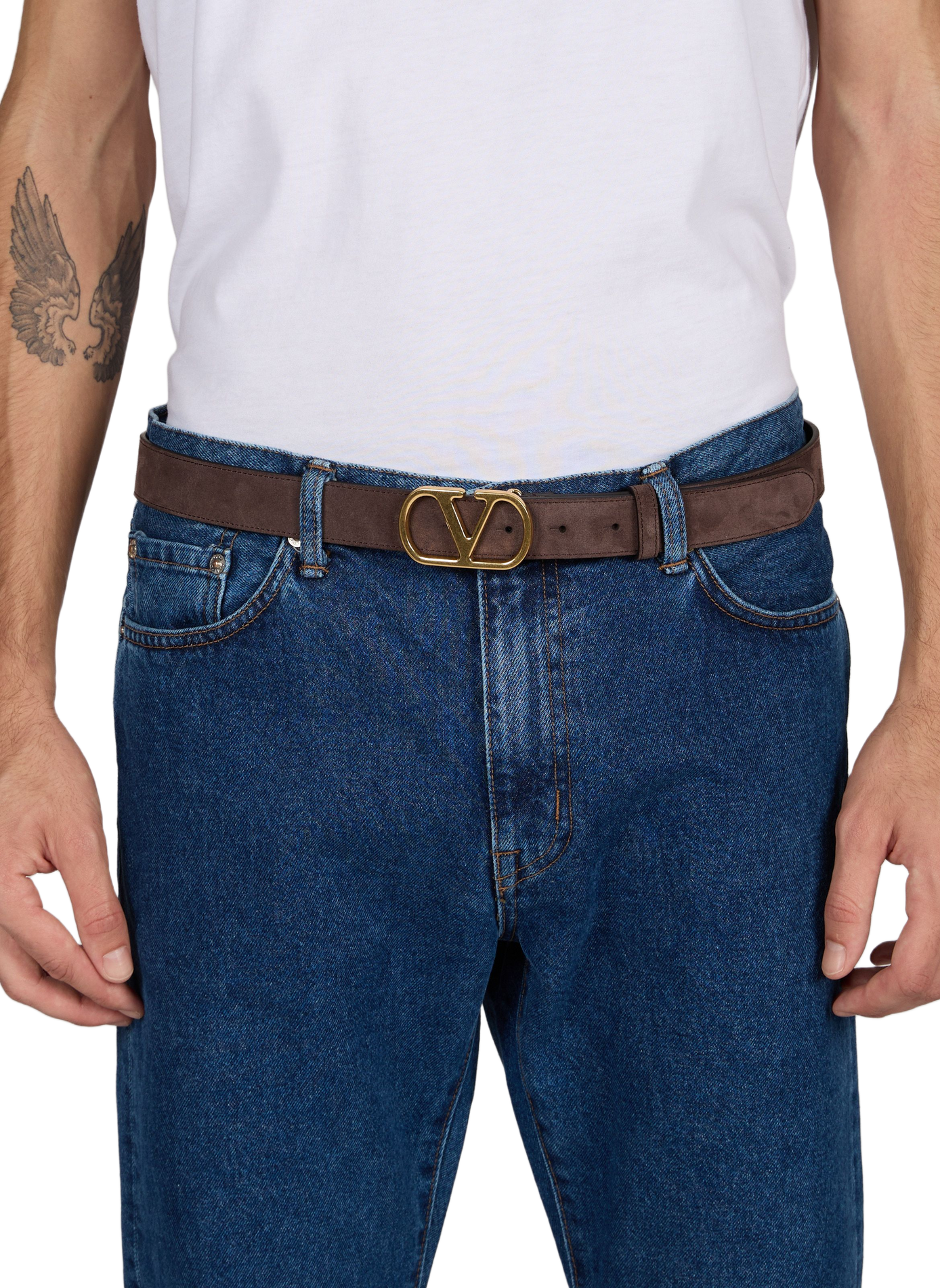 Gürtel mit VLogo-Detail aus Leder VALENTINO Braun