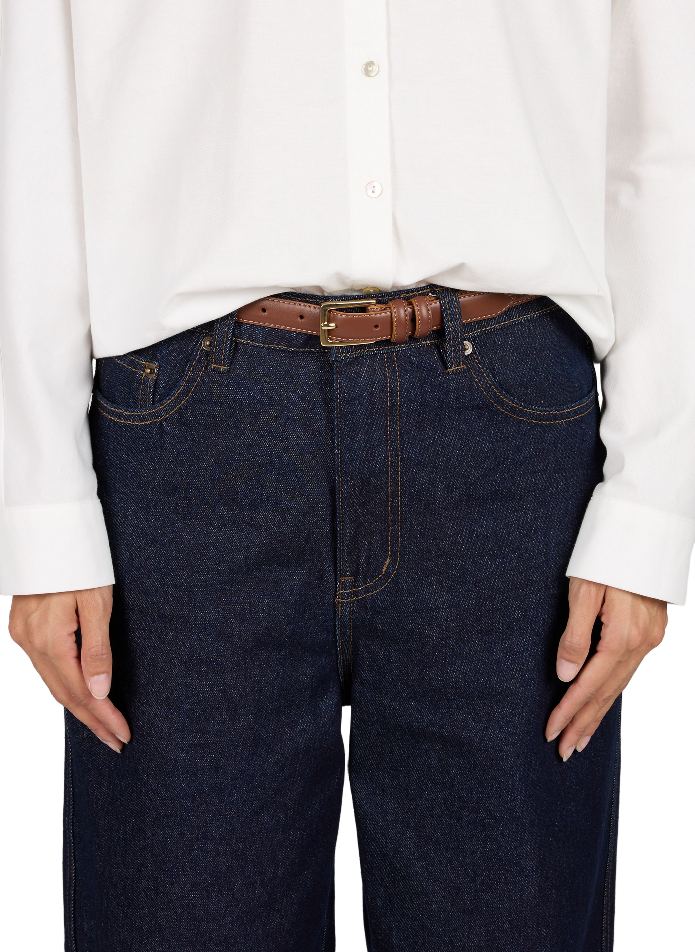 Leather buckle belt AU PRINTEMPS PARIS Brown
