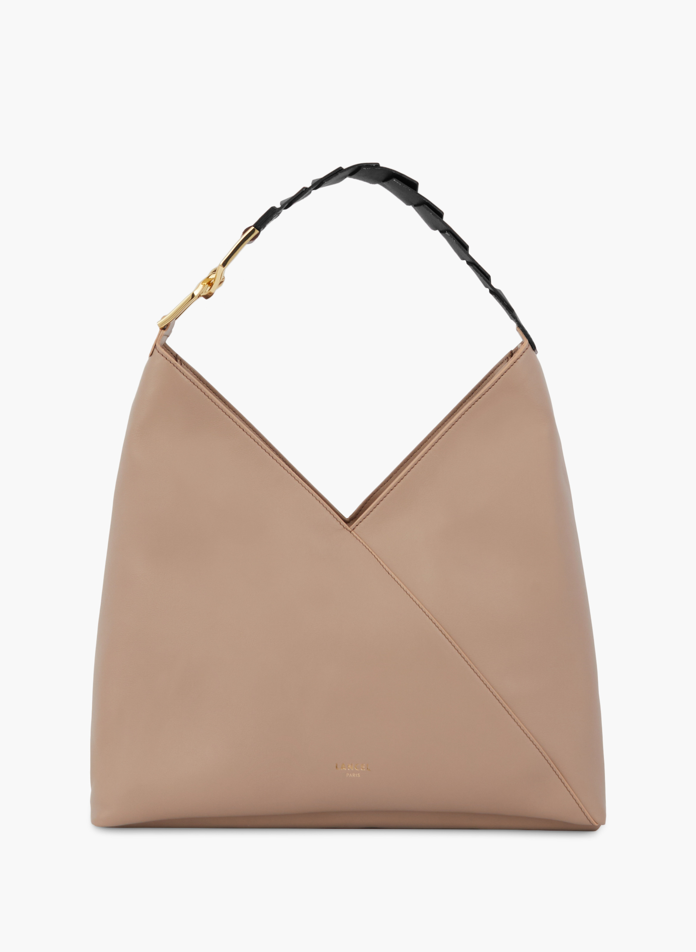 Sac hobo pagode de lancel en cuirs de vachette graine & lisse LANCEL Beige