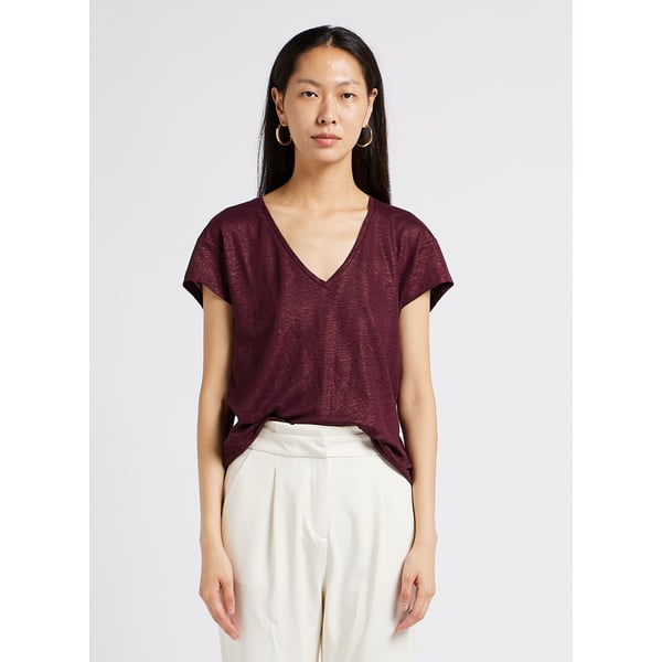 T-shirt col v en lin
