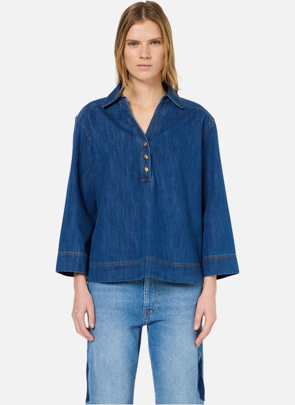 Chemise en denim à boutons dorés - unia Bleu by GERARD DAREL GERARD DAREL Chemise en denim à boutons dorés - unia Bleu