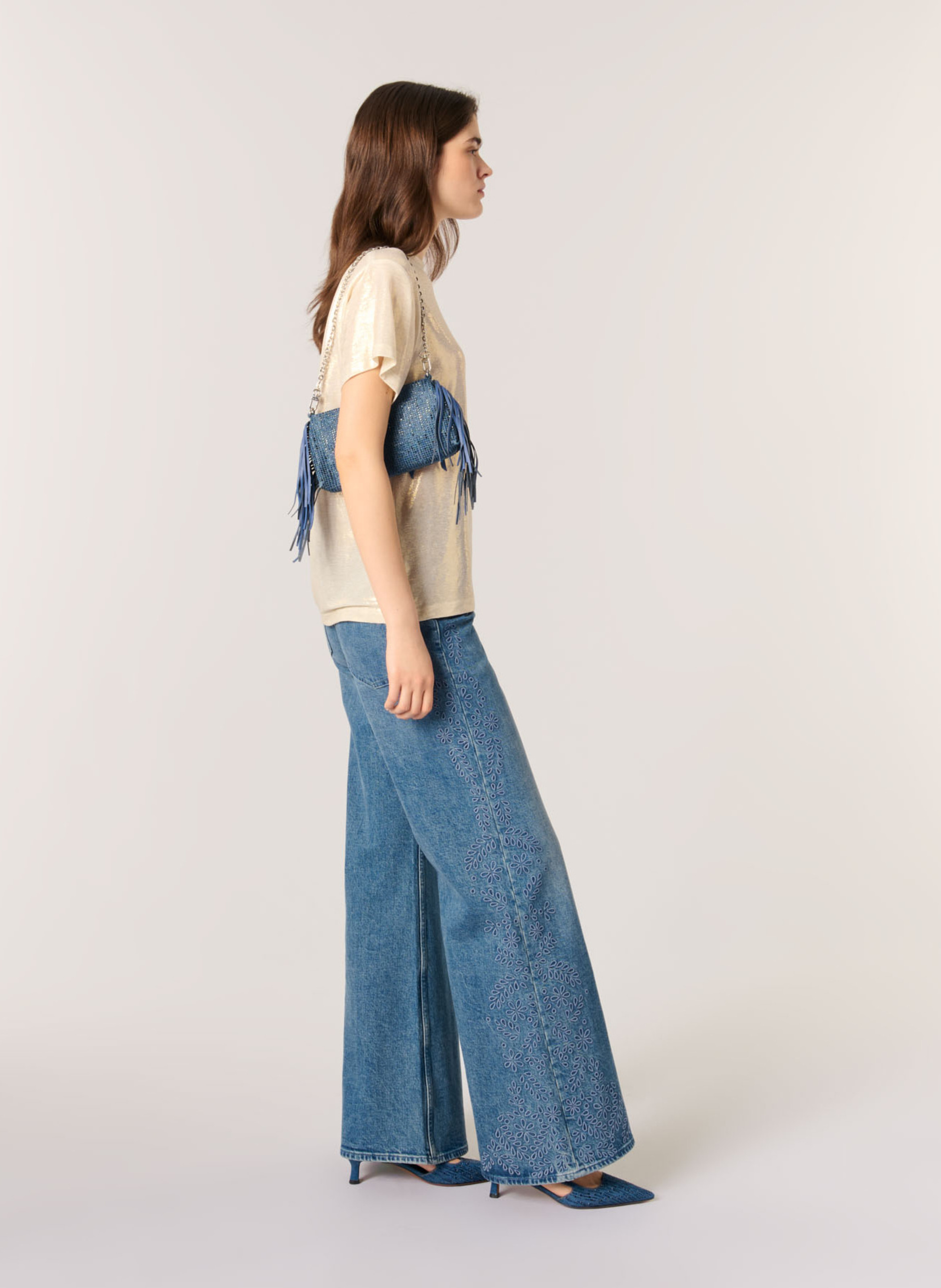 Top col rond MAJE Doré