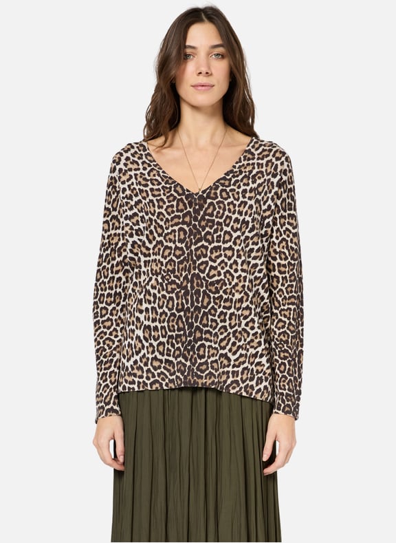 Pull léopard en lin et coton - jazia Marron by GERARD DAREL GERARD DAREL Pull léopard en lin et coton - jazia Marron