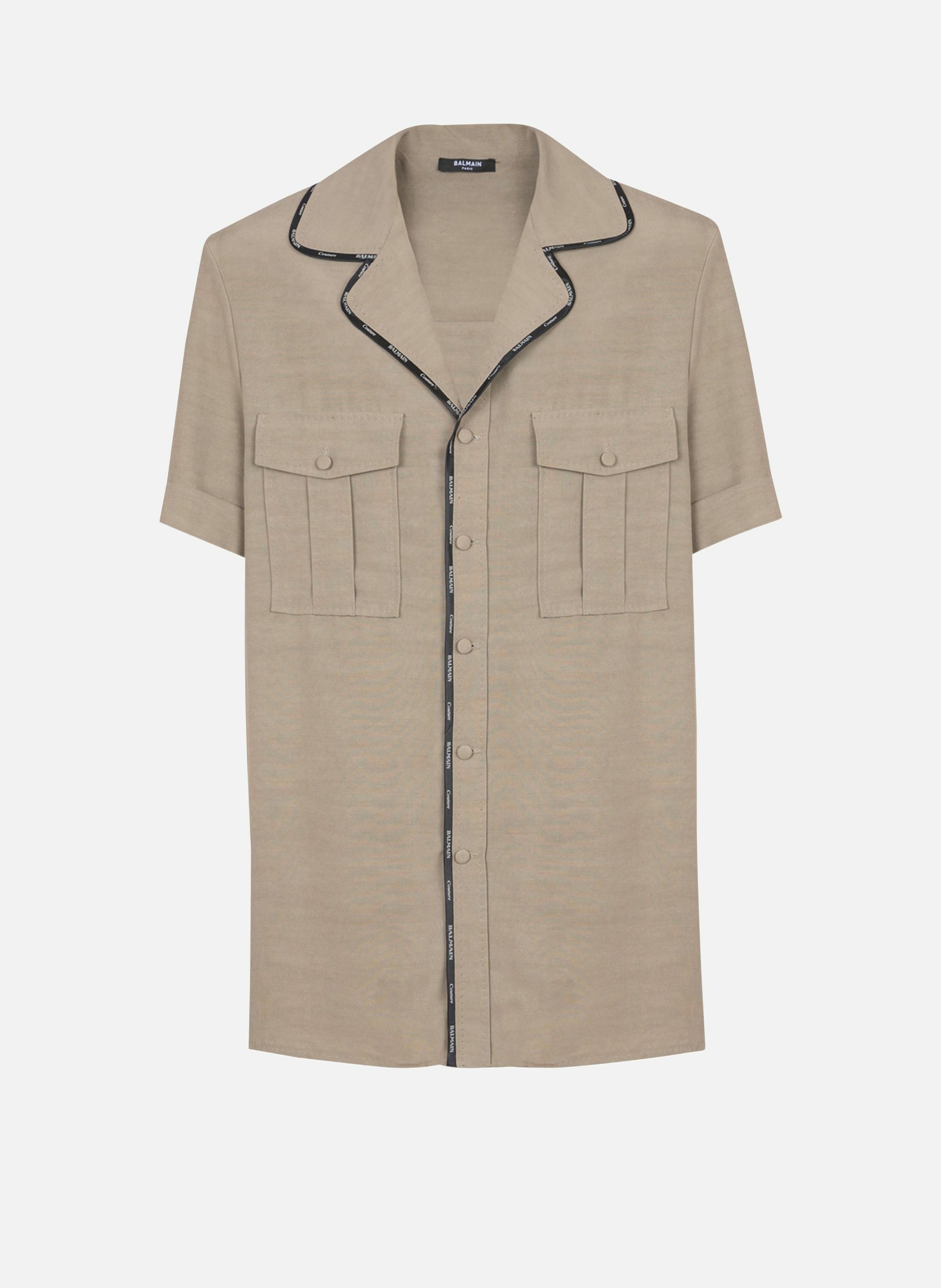 Chemise pyjama en cupro avec poches BALMAIN Marron