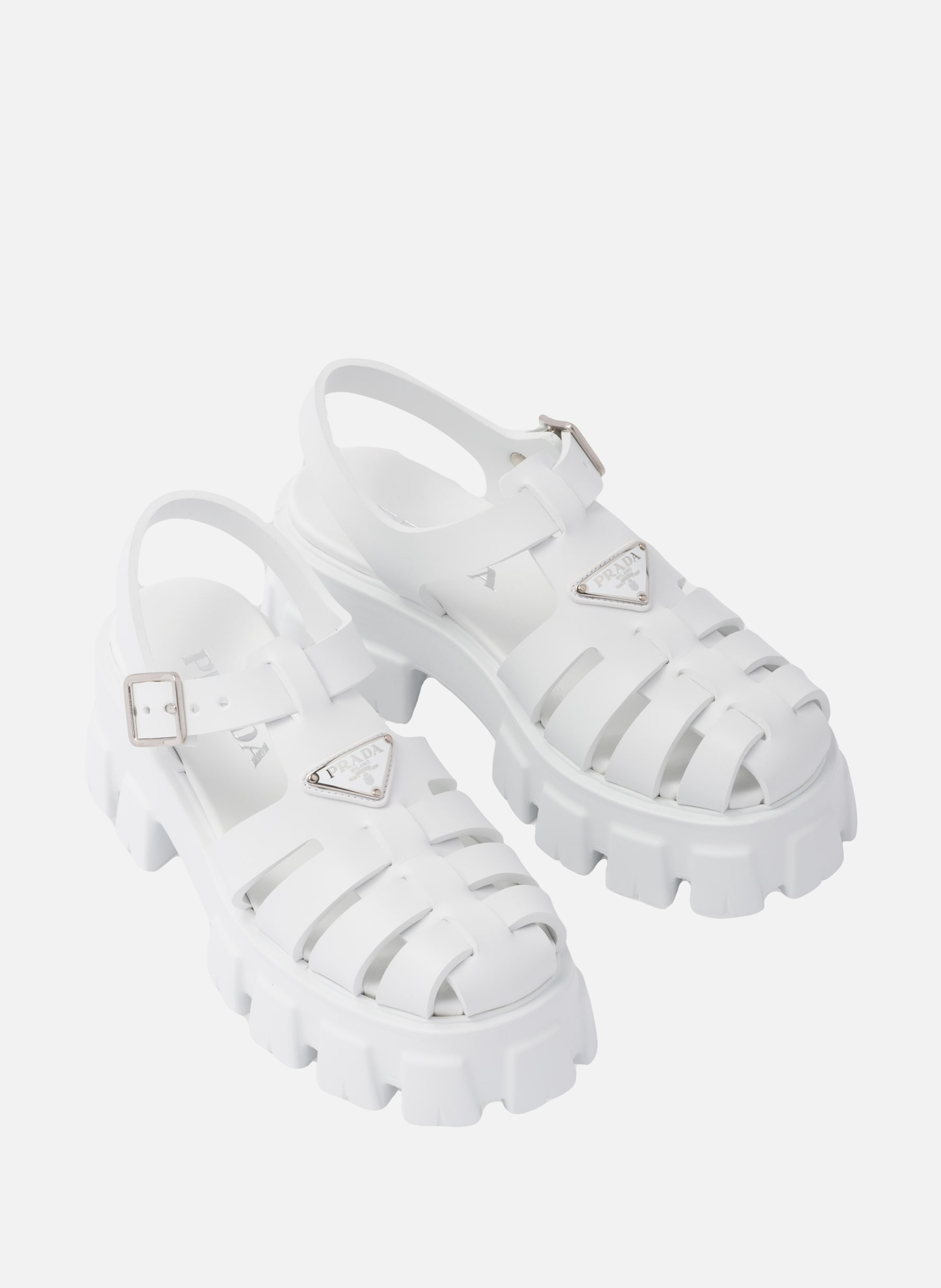 Sandales monolith en gomme PRADA Blanc