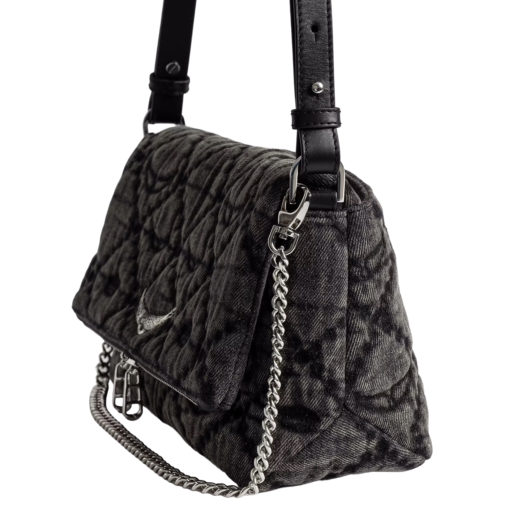 Sac bandoulière en denim rocky ii ZADIG&VOLTAIRE Gris