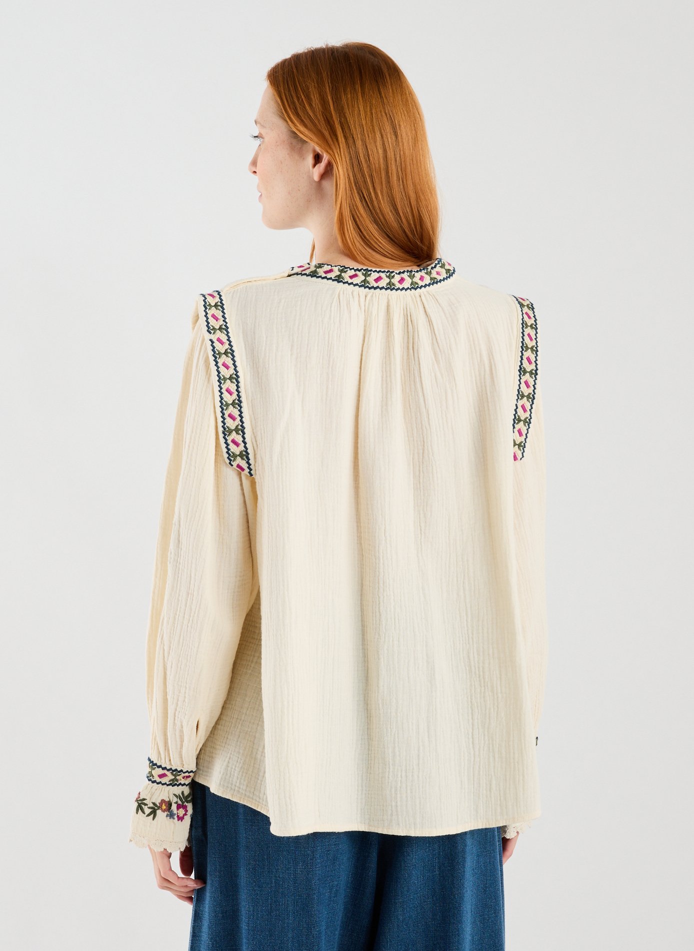 Embroidered loose cotton blouse LOUISE MISHA White