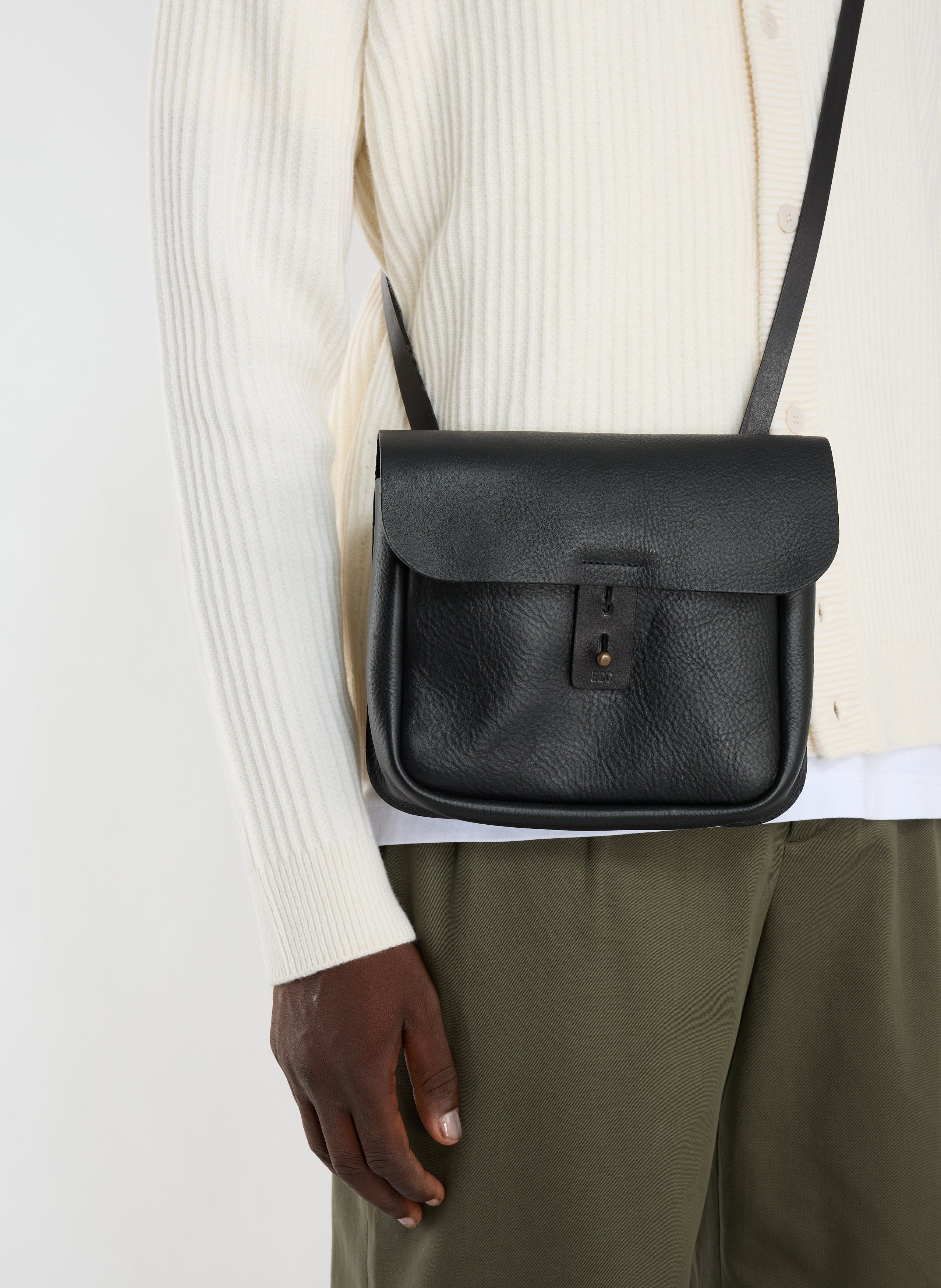 Leather cartridge bag BLEU DE CHAUFFE Black